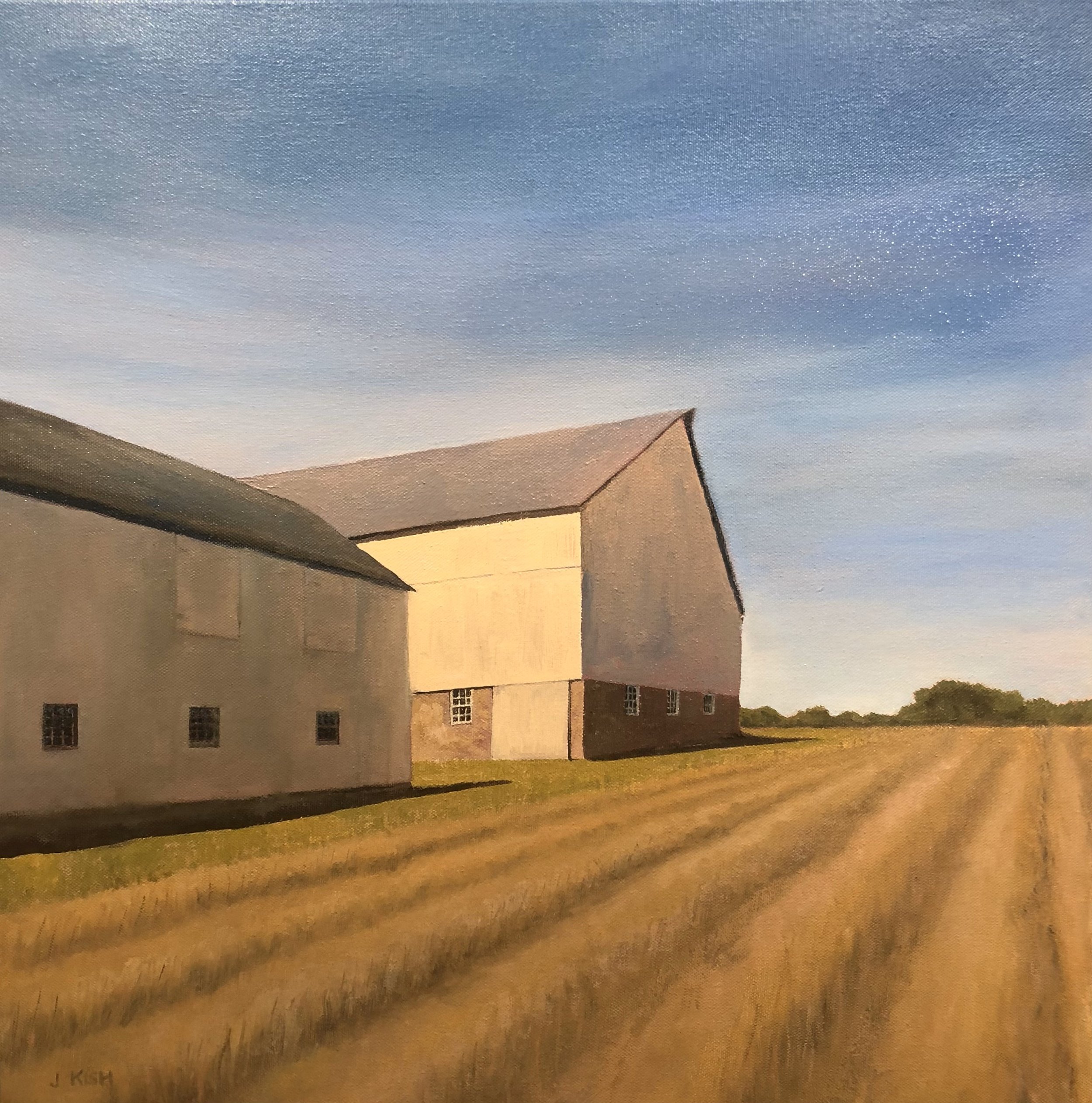 Old Barn in Gold Light, 20 x 20, oil on canvas, $1250. Contact the artist to purchase at jekish100@gmail.com