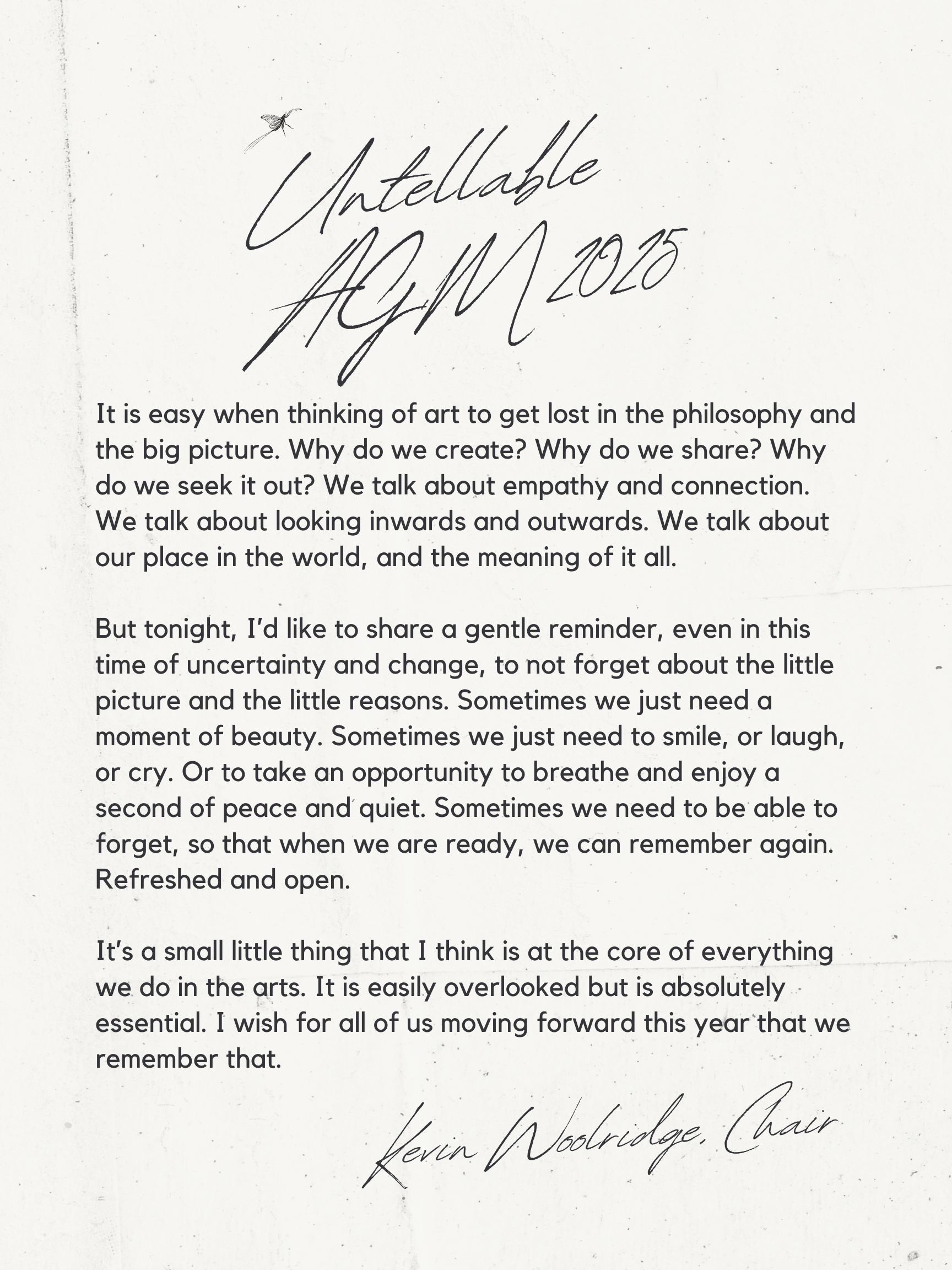 The Little Picture: A Reflection from Kevin Woolridge Shared at our 2025 AGM