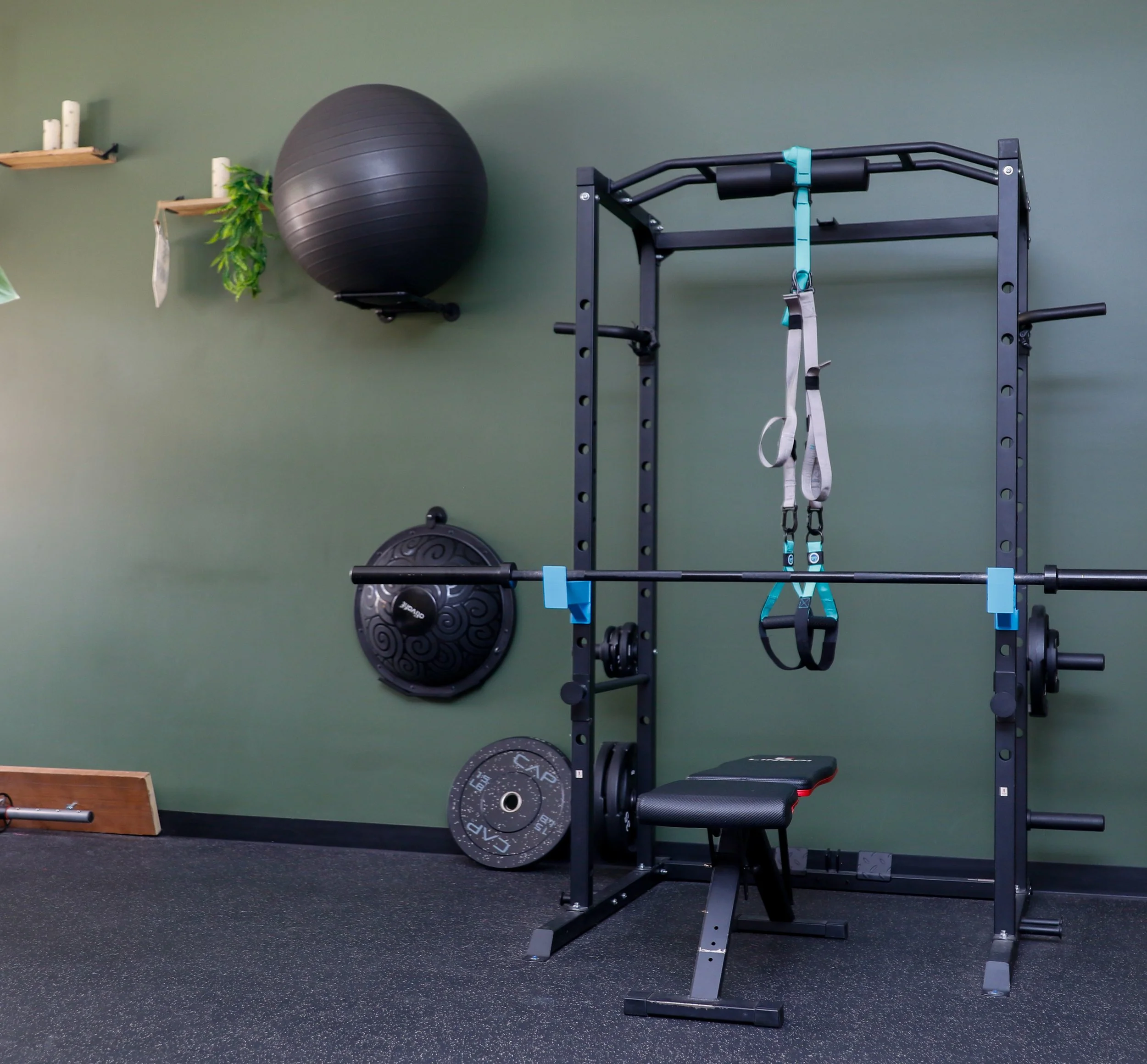 The weight rack in our front training room