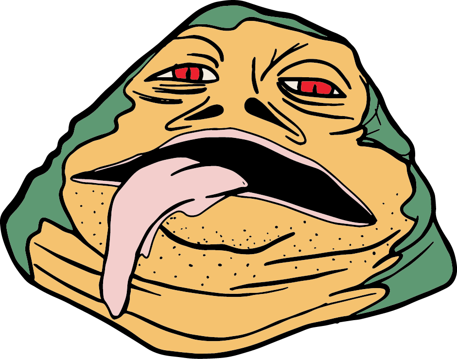 A digital illustration of Pepe the Frog with a humorous facial expression, tongue sticking out, and red eyes.