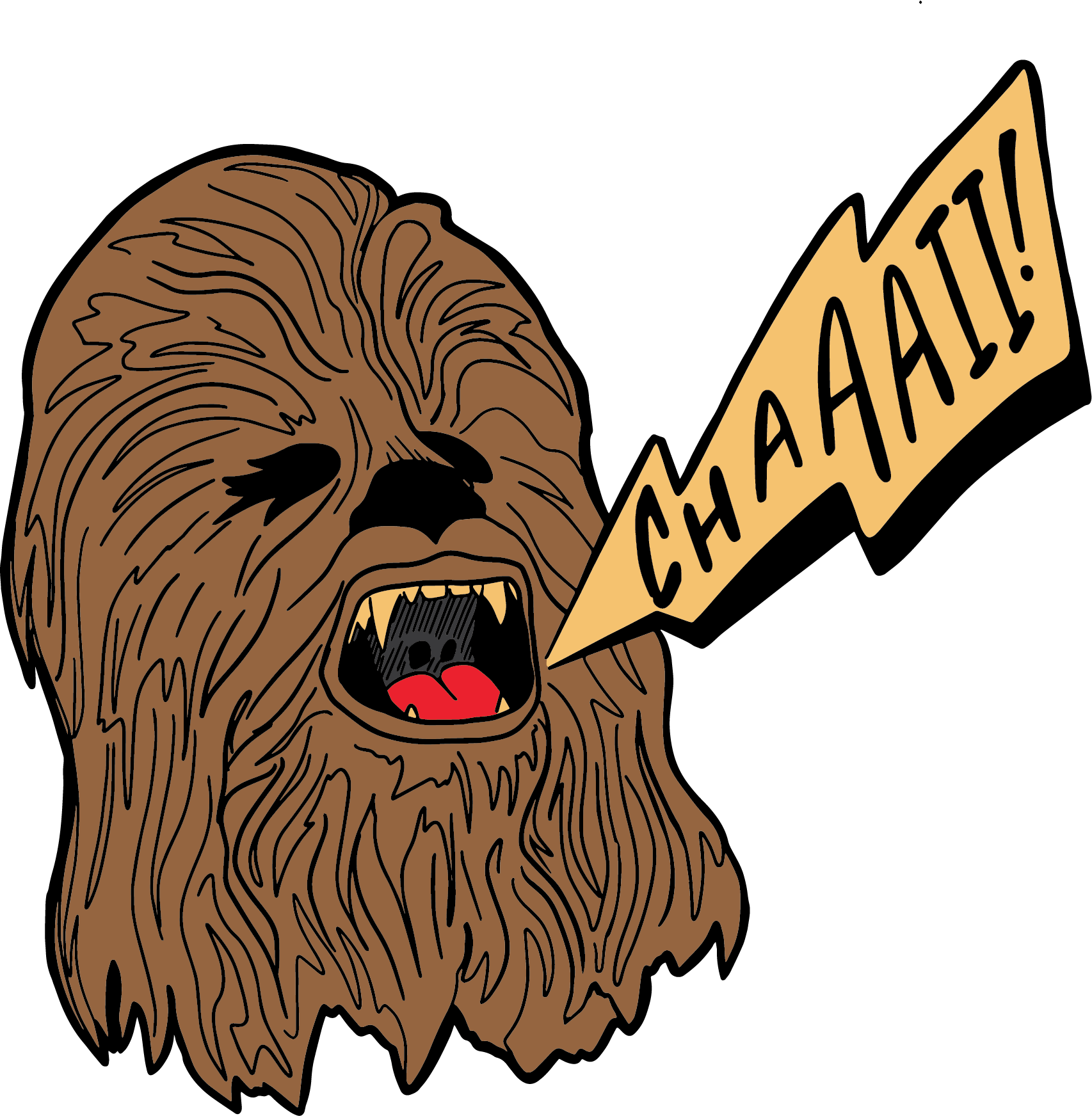 Illustration of a dog barking loudly, with a speech bubble saying "CHAAAAG!"