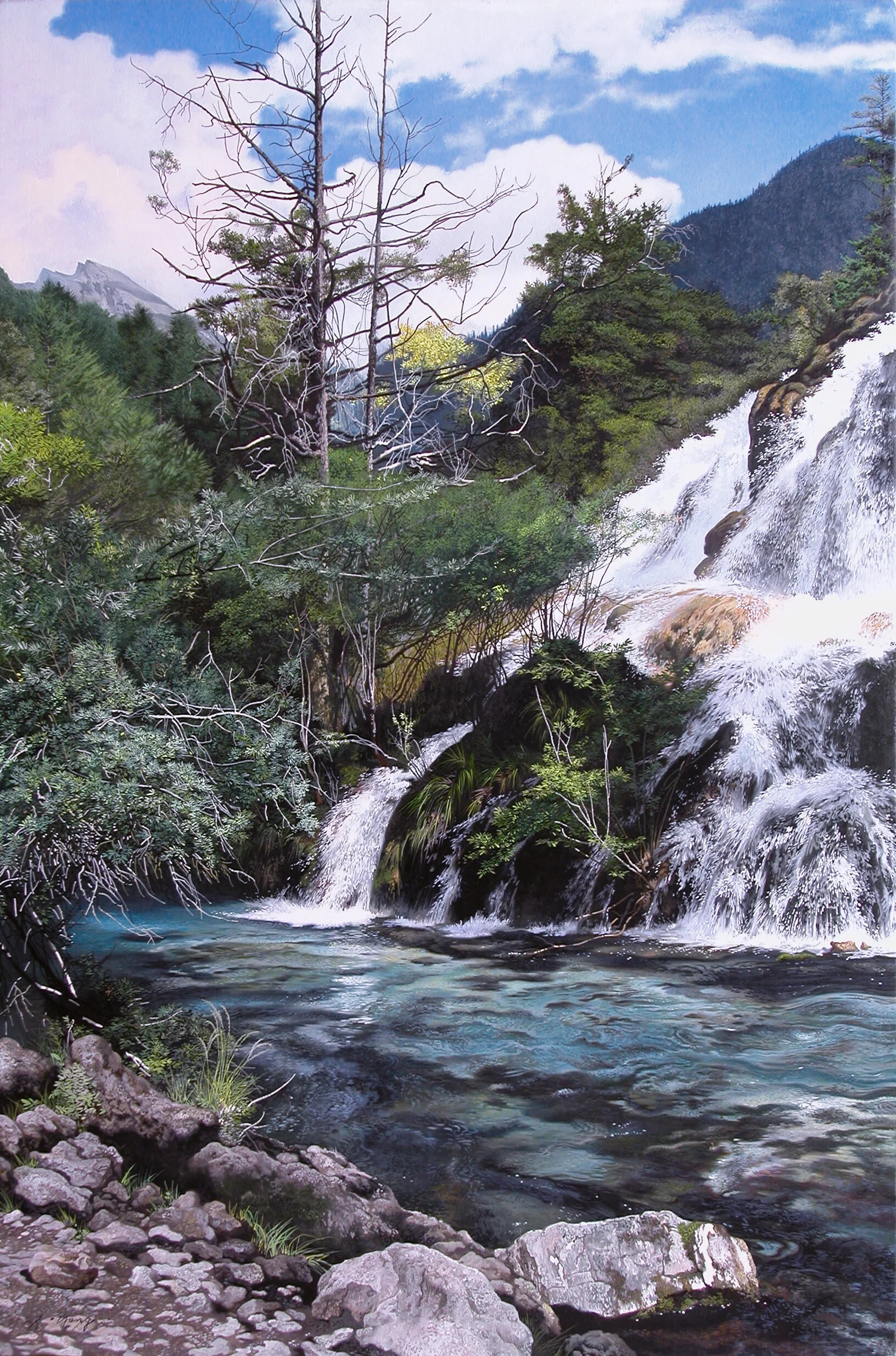 Blue sky and stream and waterfall.jpg