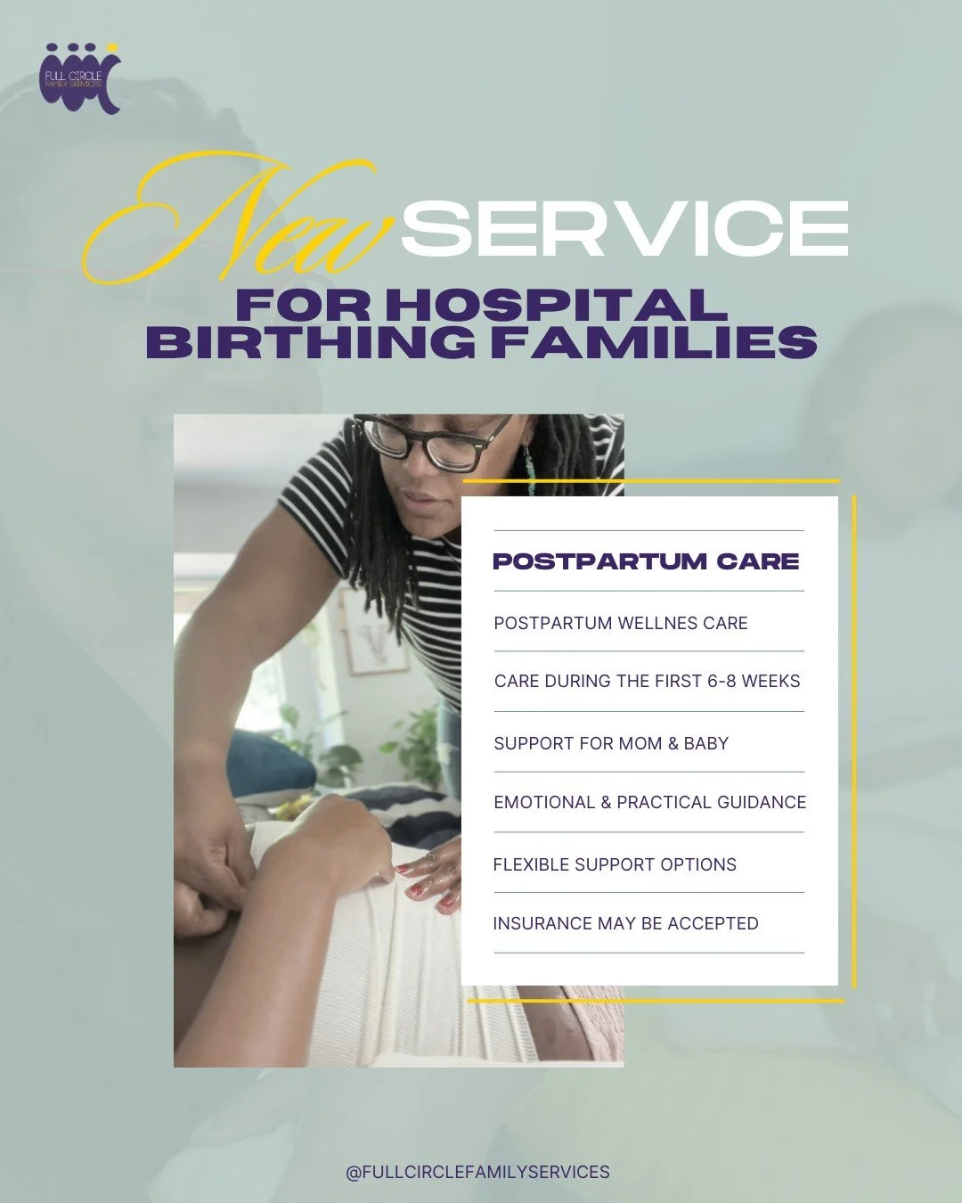 For families who give birth in the hospital but still want the comfort of midwifery care at home, our postpartum visits offer continued support during the first weeks after birth.

Our midwives visit you and your baby in the comfort of your home to c