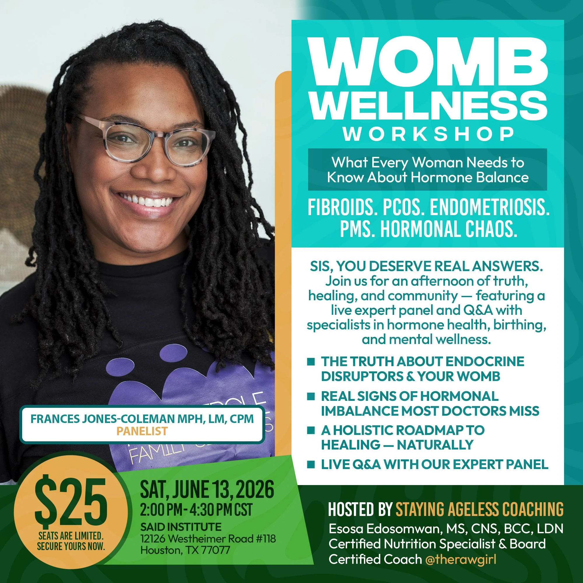I'm honored to be part of Womb Wellness: What Every Woman Needs to Know About Hormone Balance. This powerful in-person event happening June 13th, 2&ndash;4:30 PM at the SAiD Institute in Houston, TX! 🌸

We're breaking down the real truth about hormo