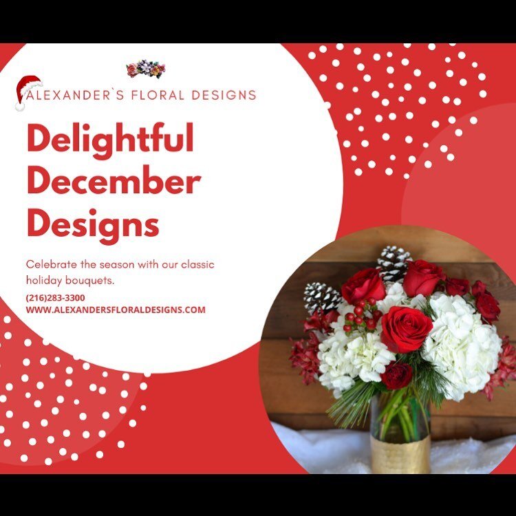 ❄ Don`t miss out on our Delightful December Designs! Our designer`s have curated a lavish list this year, including; gorgeous seasonal bouquets, wreaths and decor. Please contact the shop during studio hours or simply order on our website at www.alex