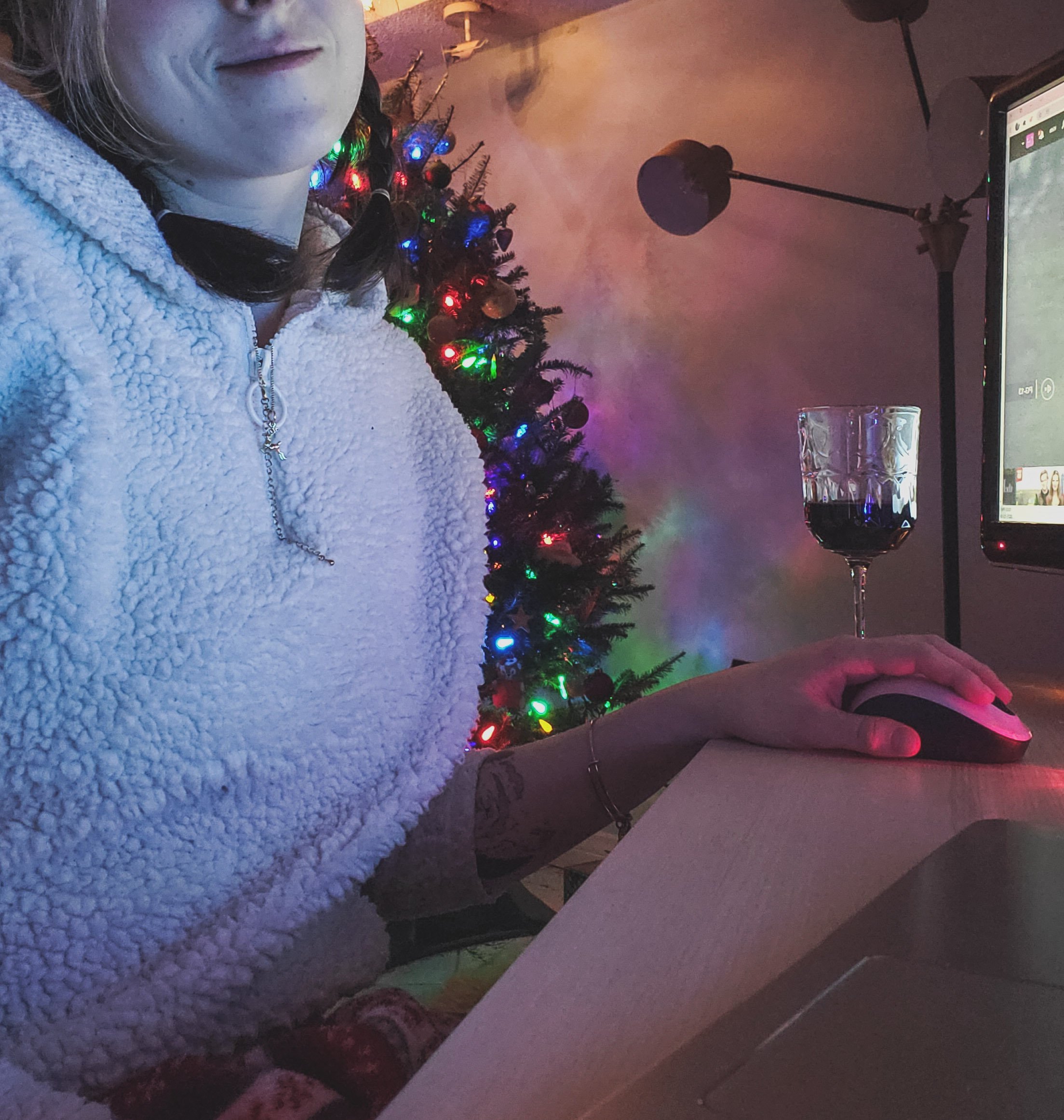  Gaming by the tree! I am building a Christmas Treehouse cabin because that’s where I wish I was instead of working in a mall. 