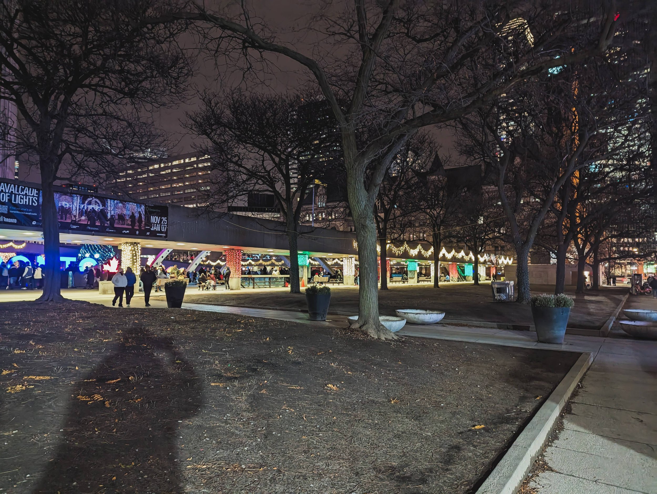  And on the way home Nathan Phillips Square was all lit up - it looked way prettier than this photo gives credit for. 