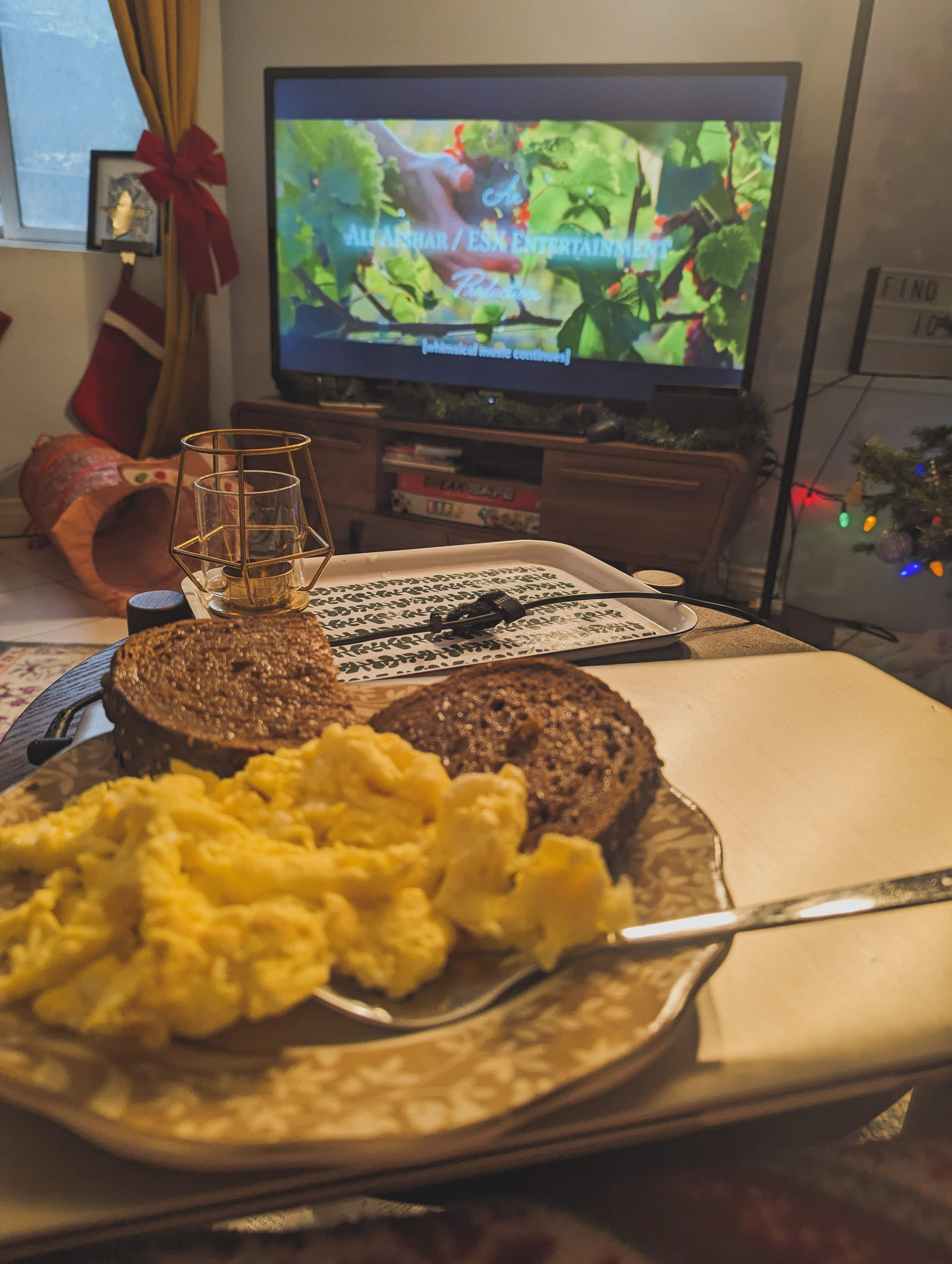  Made myself a nice meal for breakfast and watched a terrible Christmas movie! 