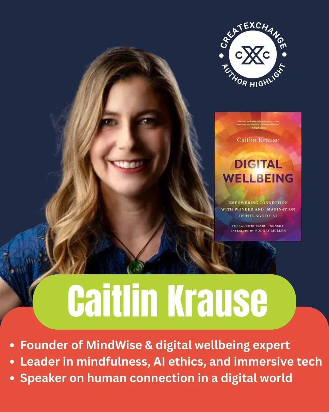 🌟 CXC AUTHOR HIGHLIGHT 🌟 

𝐂𝐚𝐧 𝐭𝐞𝐜𝐡 𝐫𝐞𝐬𝐭𝐨𝐫𝐞 𝐨𝐮𝐫 𝐡𝐮𝐦𝐚𝐧𝐢𝐭𝐲&mdash;𝐫𝐚𝐭𝐡𝐞𝐫 𝐭𝐡𝐚𝐧 𝐬𝐭𝐞𝐚𝐥 𝐢𝐭?

In 𝘋𝘪𝘨𝘪𝘵𝘢𝘭 𝘞𝘦𝘭𝘭𝘣𝘦𝘪𝘯𝘨, author, designer, and immersive experience expert Caitlin Krause lays out a vision