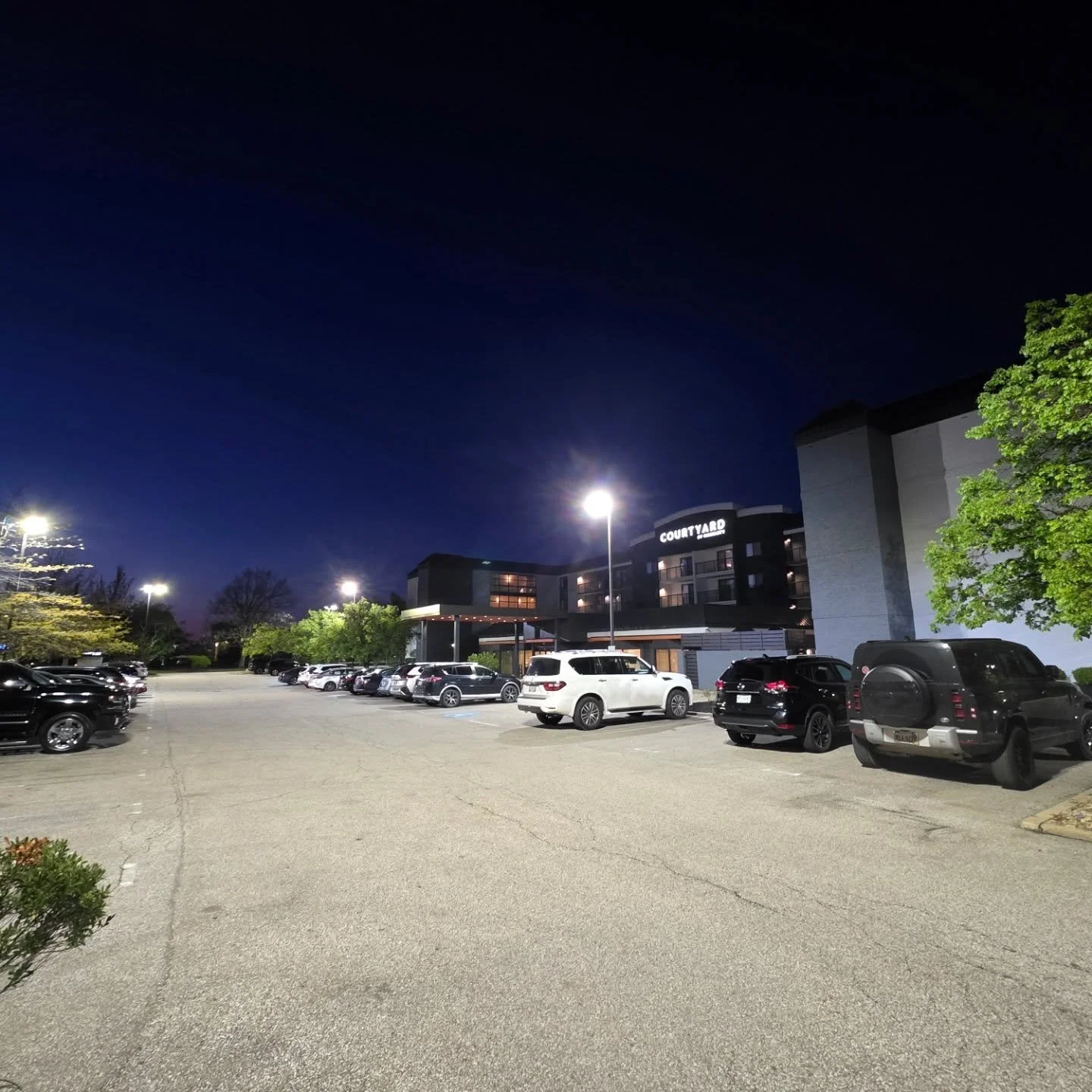 Parking lot lighting upgrades.  From old sodium halide bulbs to new 400 watt LEDS heads.