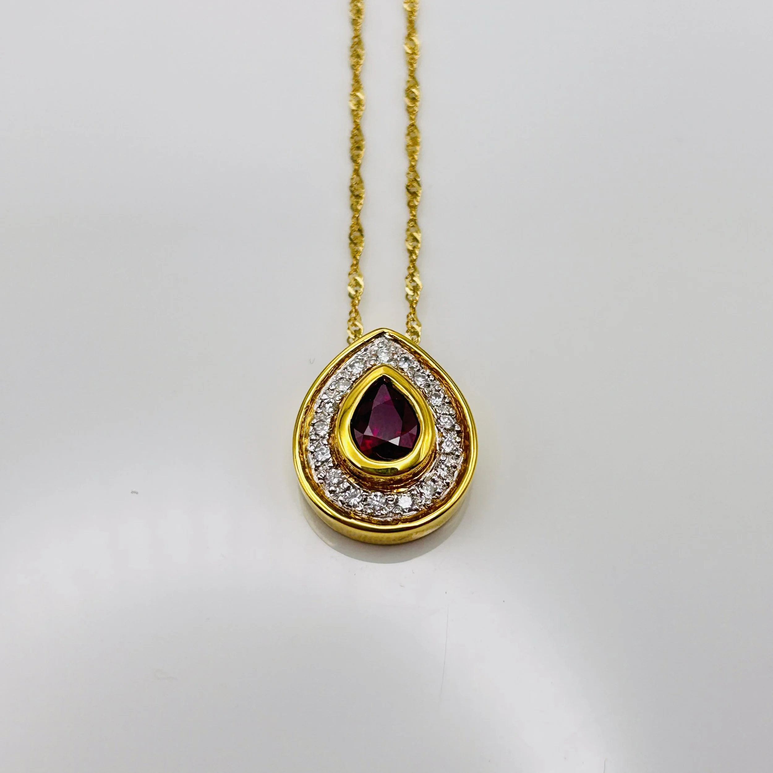 18 Karat Yellow Gold Ruby Pendant with Diamonds - A-287-99 #012694