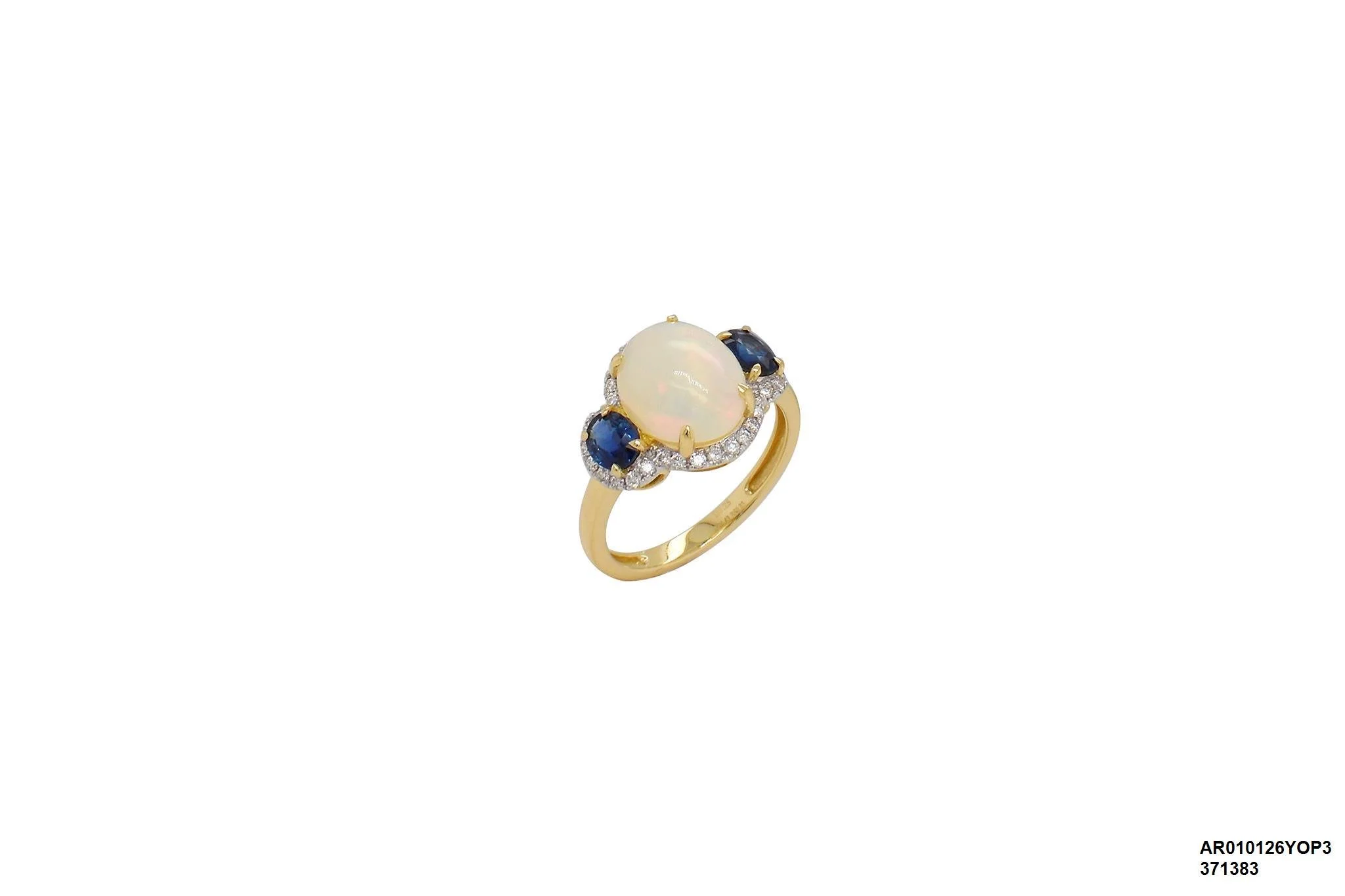 18 Karat Yellow Gold Opal ring with Diamonds and Sapphires - AR010126YOP3 #7AB6D3