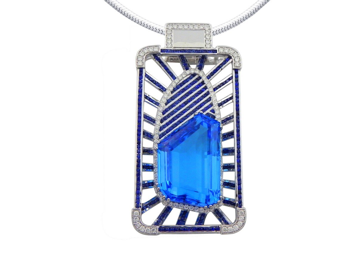 Blue Topaz and Sapphire Pendant