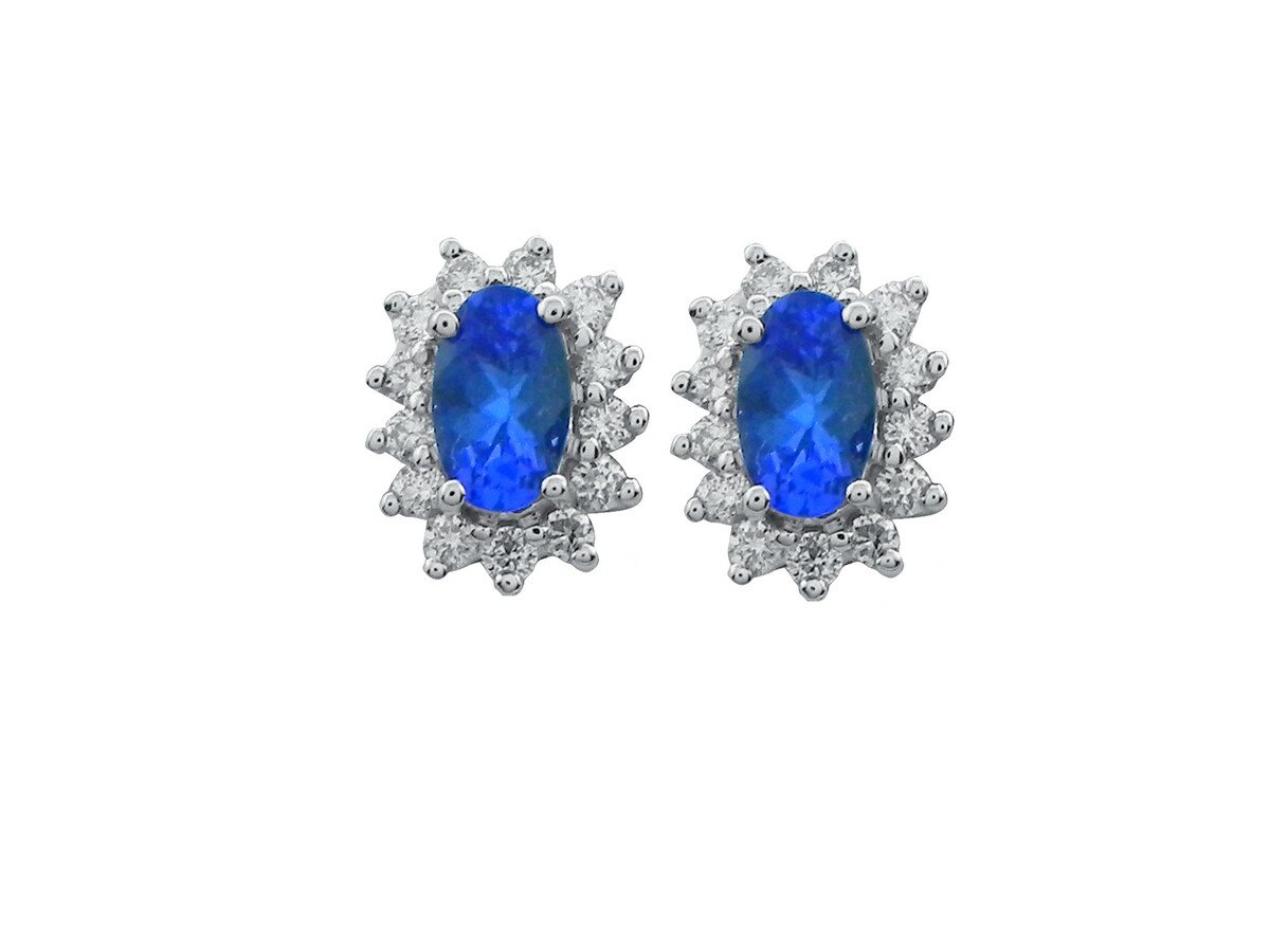 Tanzanite and Diamond Stud Earrings