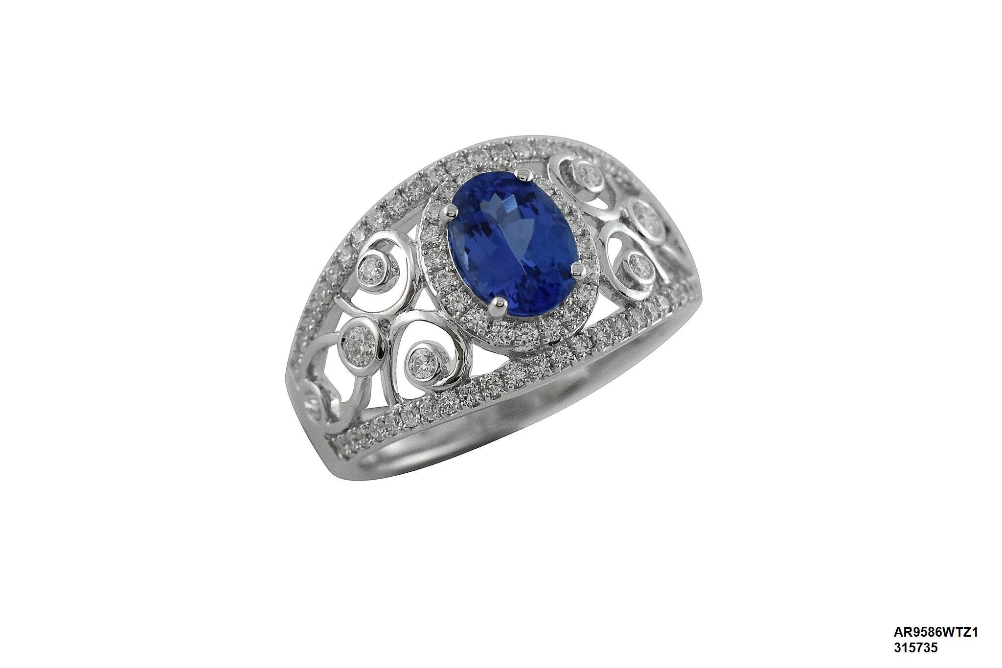 Tanzanite &amp; Diamond Openwork Band Ring