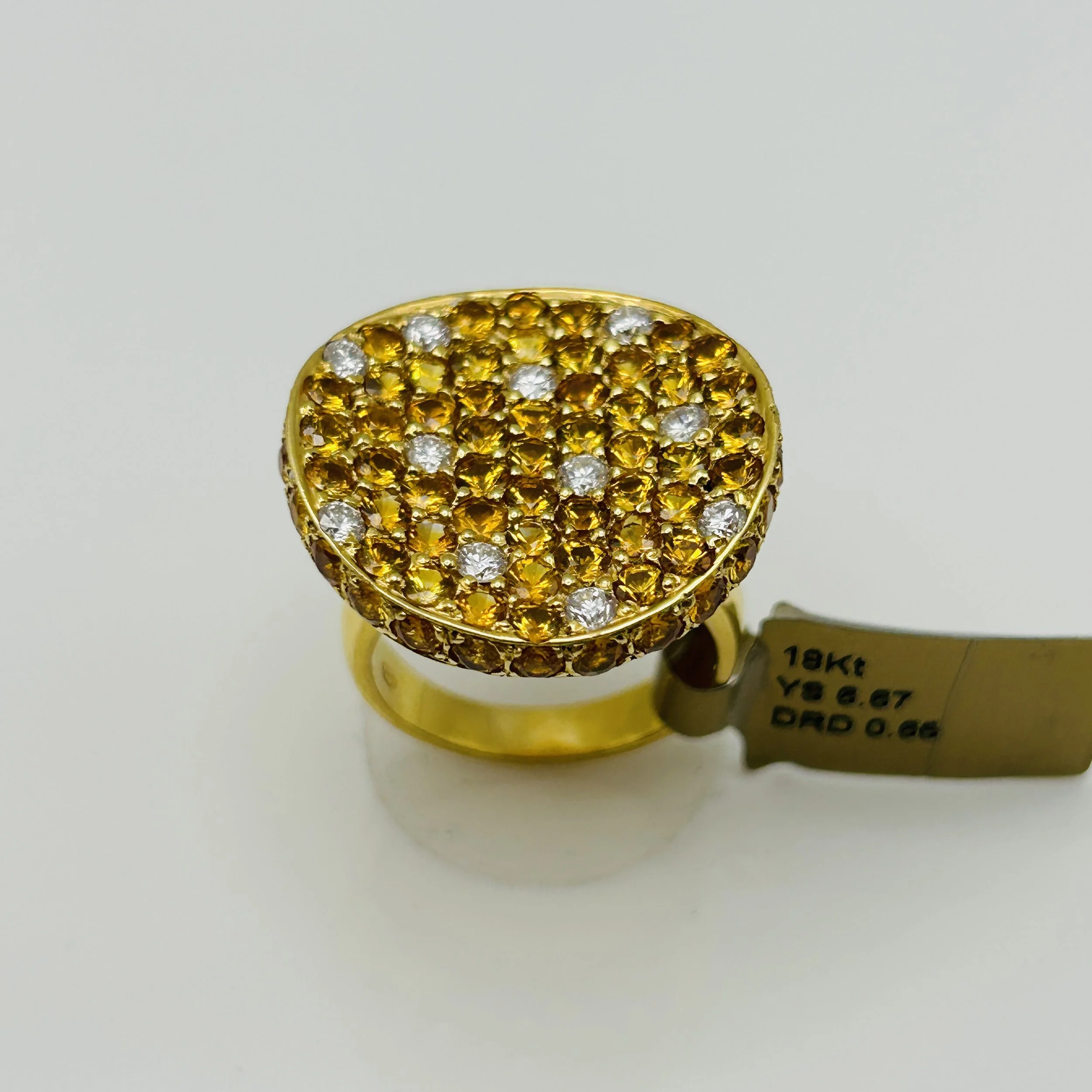 18 karat yellow gold Yellow Sapphire ring with Diamonds -  BCSR038-00