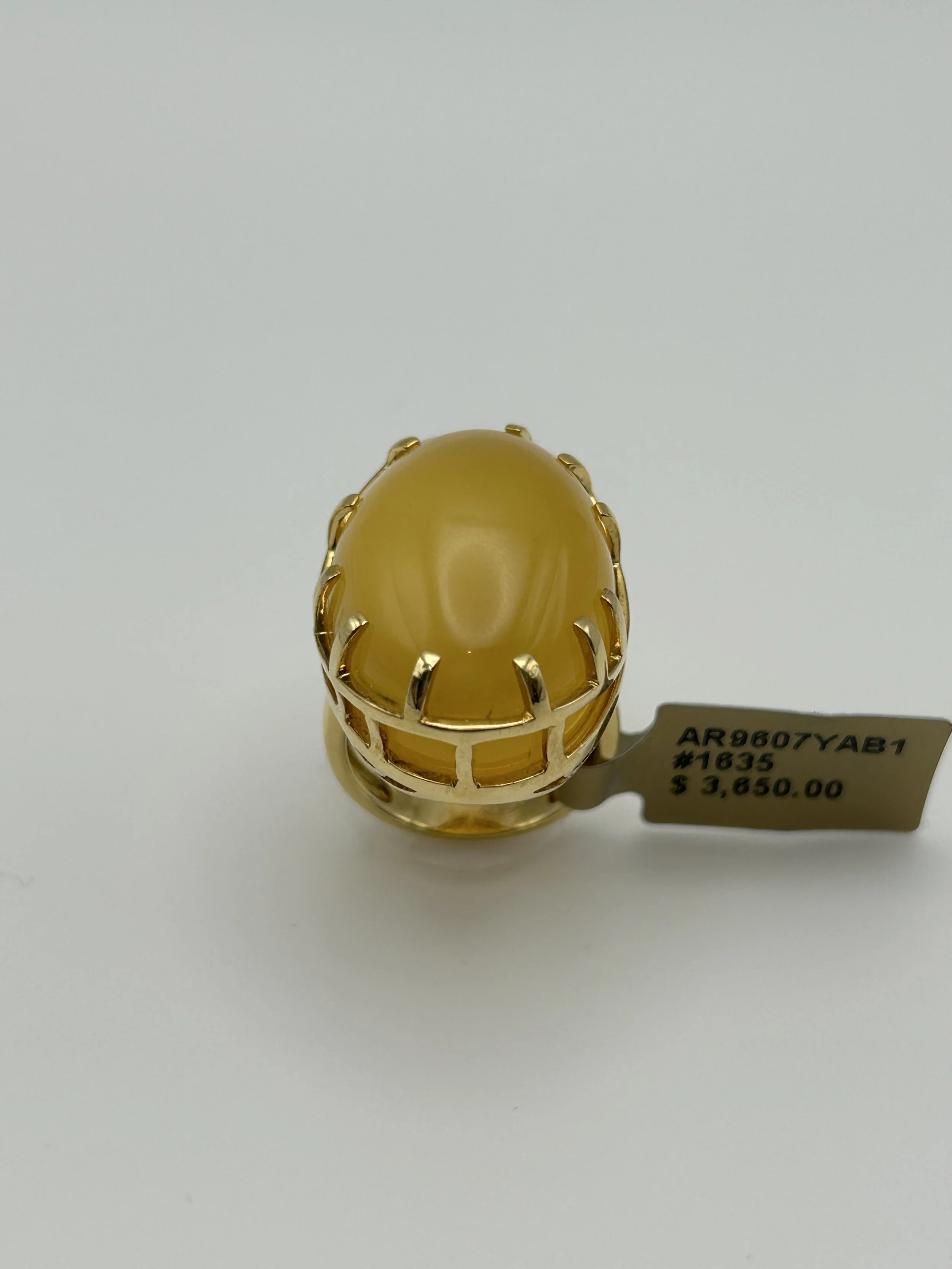 18 karat yellow gold Honey Amber Ring - AR9607YAB1 #1635