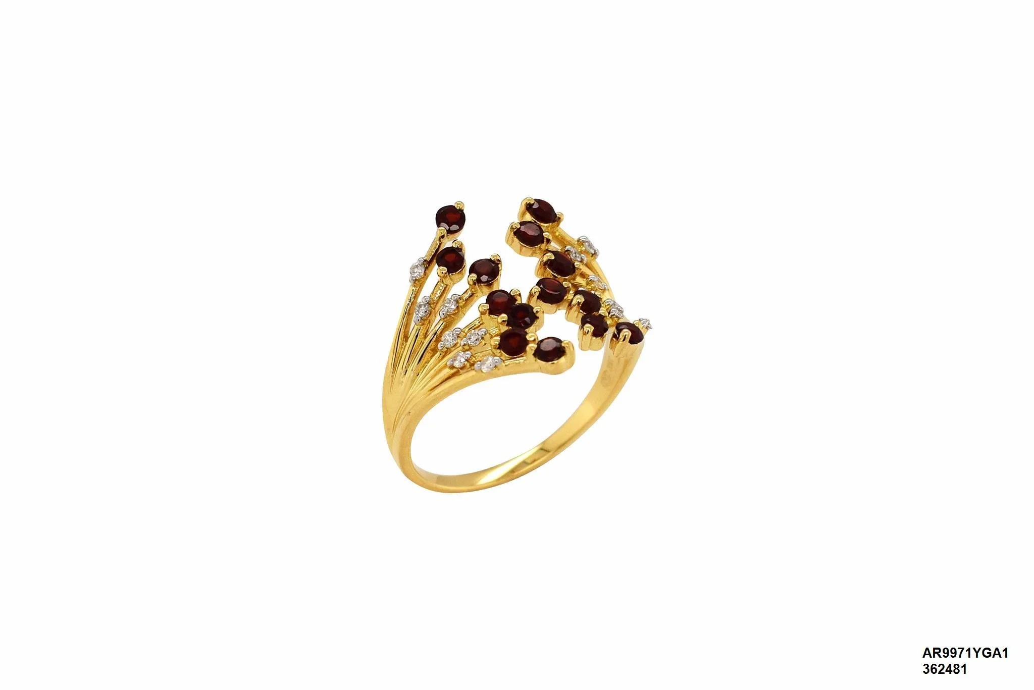 18 karat yellow gold Garnet ring with Diamonds - AR9971YGA1 #5A2K6