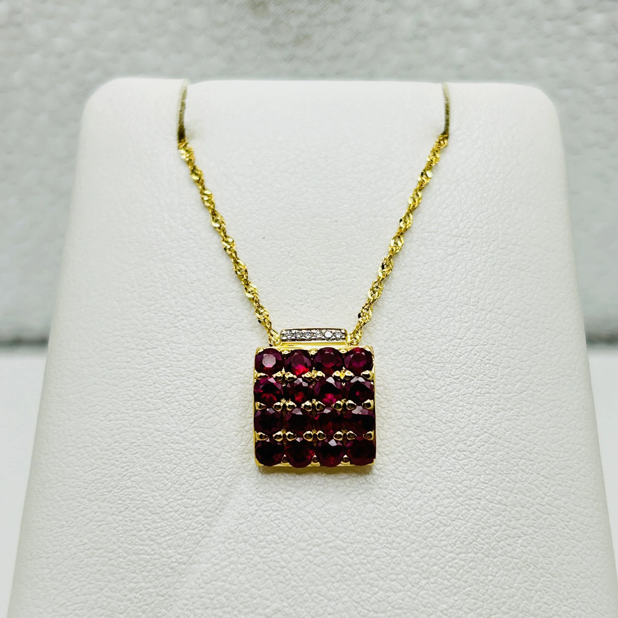 18 Karat Yellow Gold Ruby Pendant with Diamonds - UPE19008 #1353