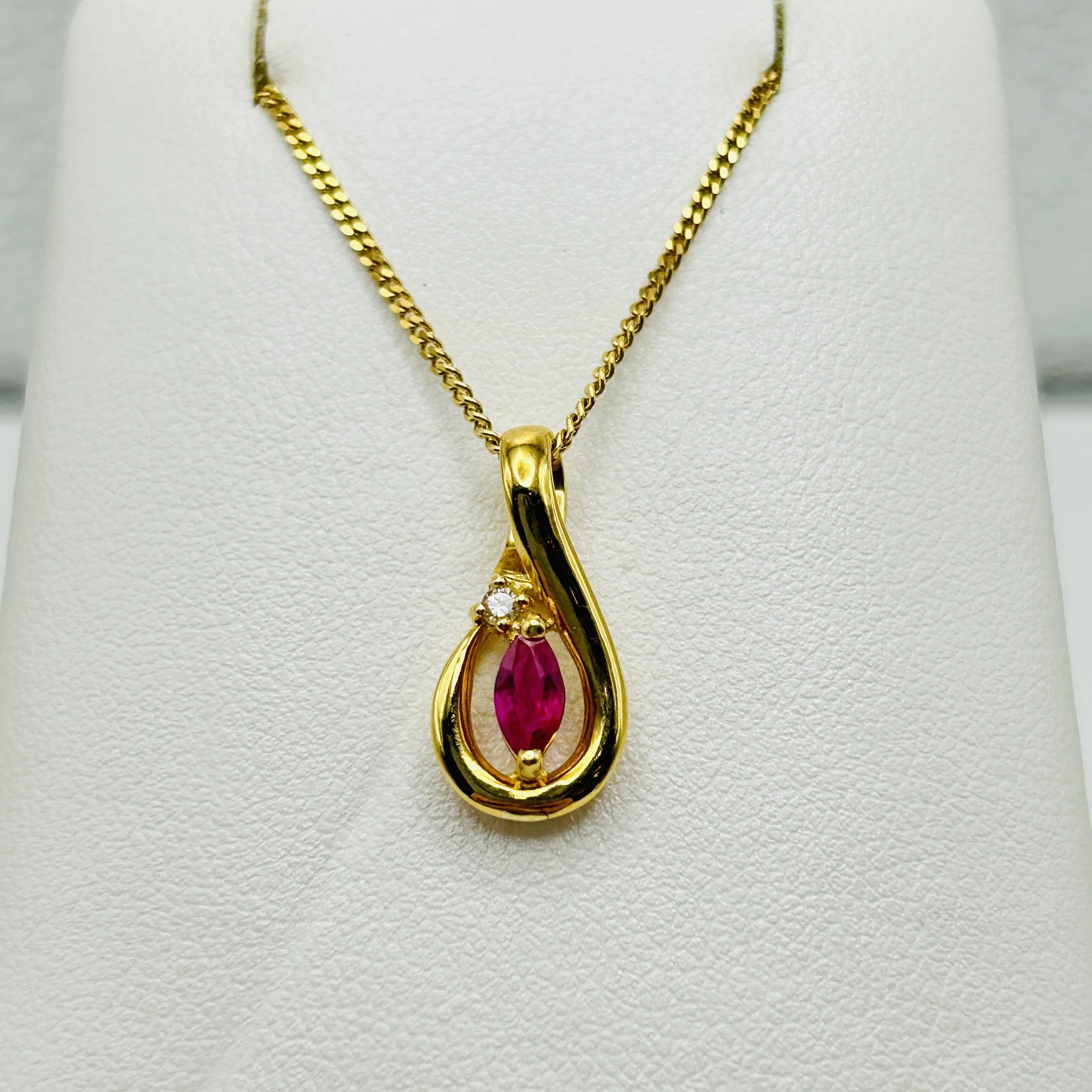 18 Karat Yellow Gold Ruby Pendant with Diamonds - A-861-97 #01616