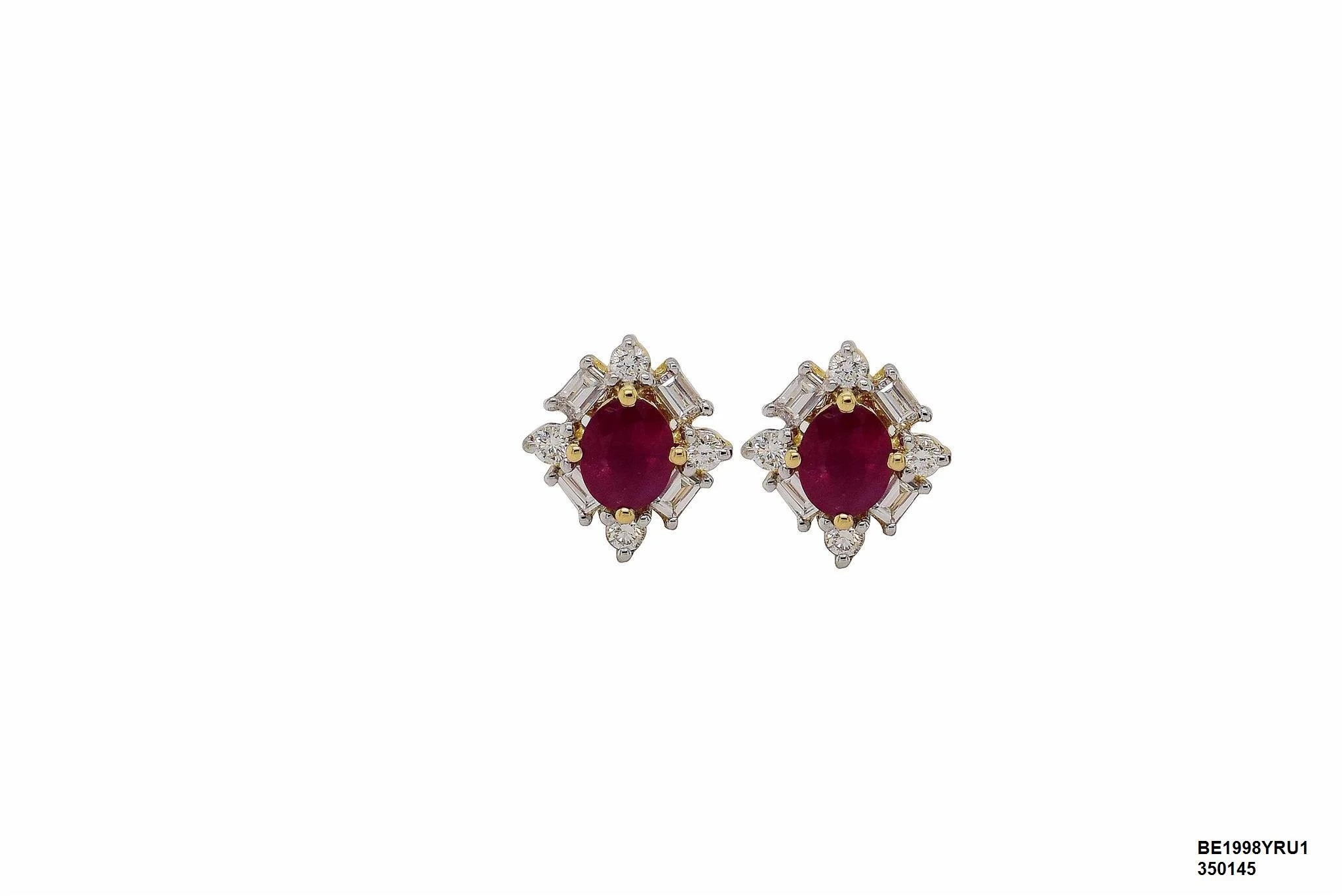18 Karat Yellow Gold Ruby Earrings with Diamonds - BE1998YRU1 #A7B98