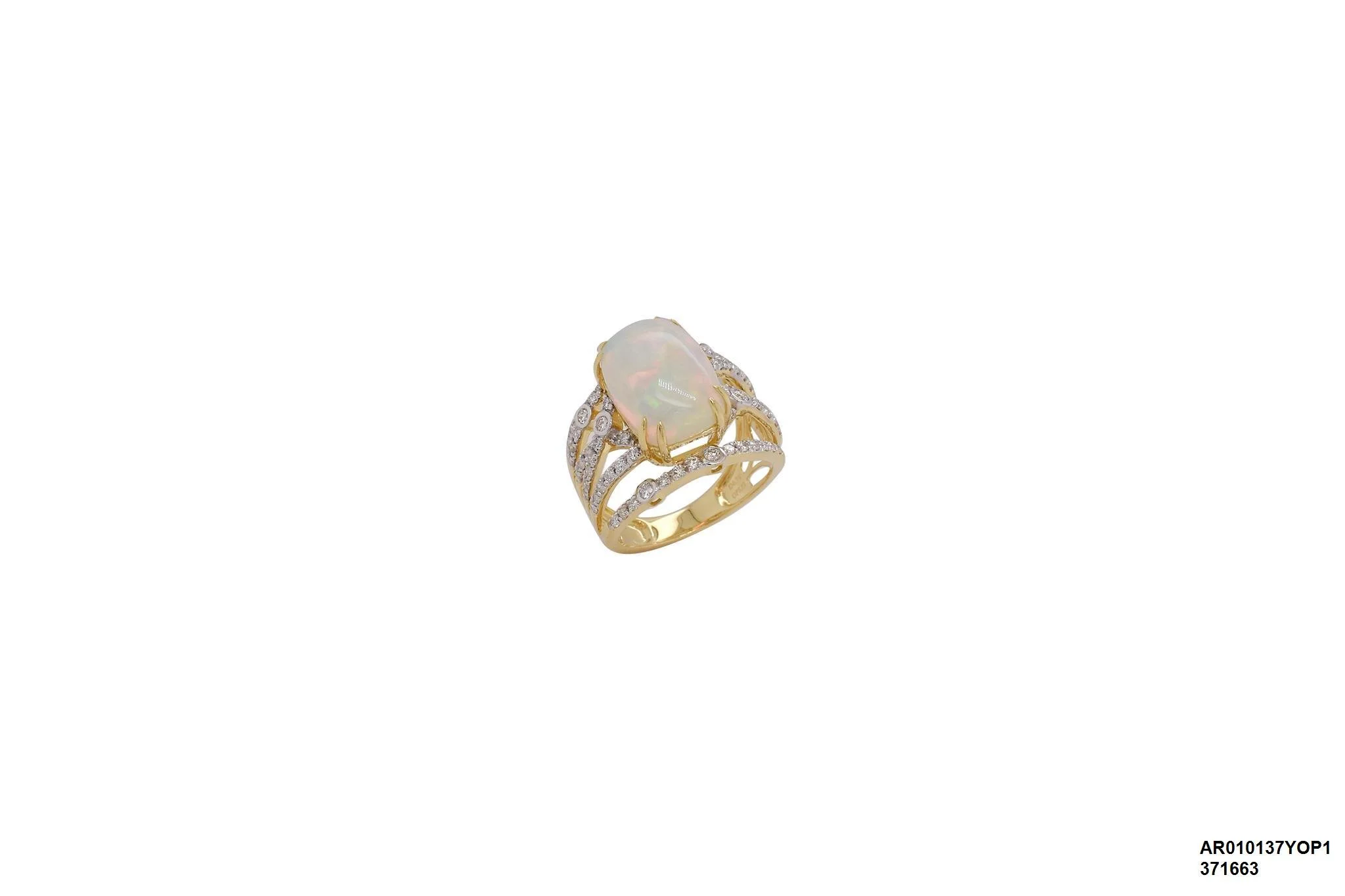 18 Karat Yellow Gold Opal ring with Diamonds -  AR010137YOP1 #1P61P6