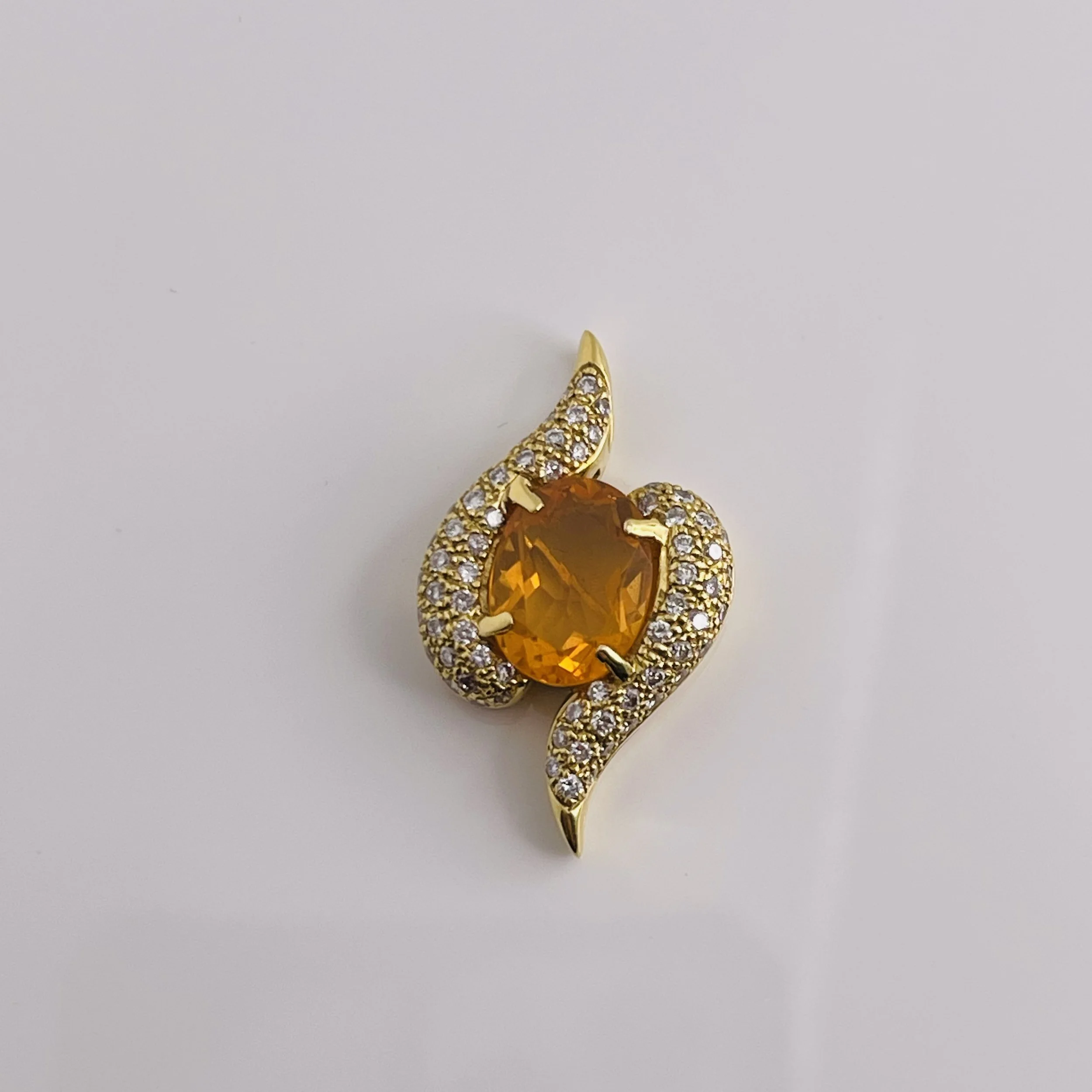18 Karat Yellow Gold Mexican Fire Opal pendant with Diamonds and Rubies - BCSP-085