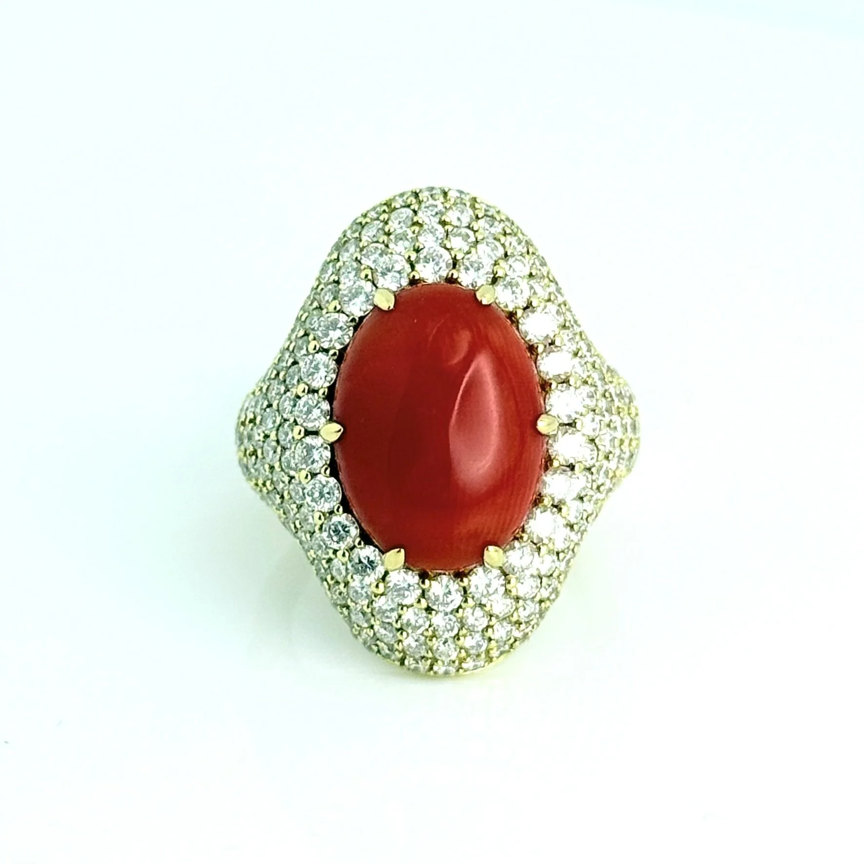 18 karat yellow gold Coral ring with Diamonds - AR9262YCO1 #294712