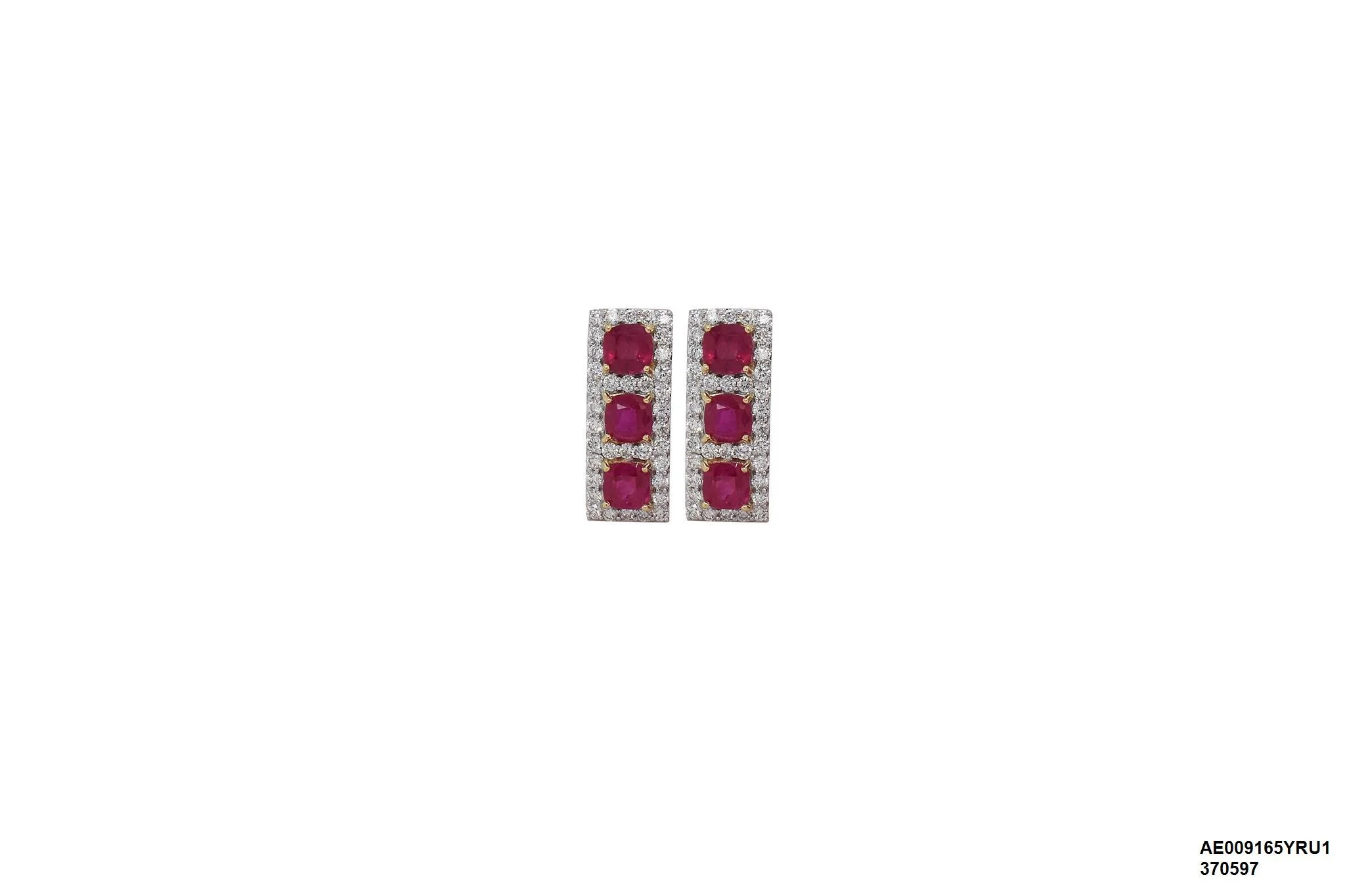 18 Karat Yellow Gold Ruby Earrings with Diamonds - AE009165YRU1 #17TT25