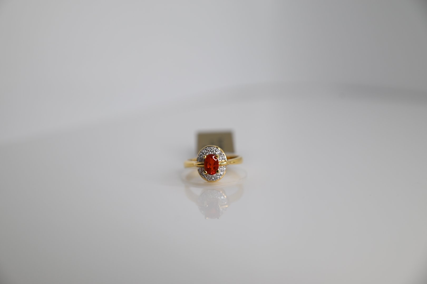 18 Karat Yellow Gold Mexican Fire Opal ring with Diamonds - A-1096-94 #011140