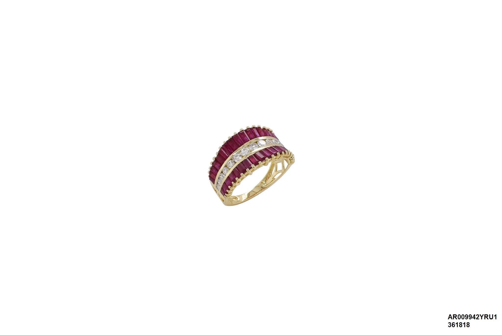18 karat yellow gold Ruby ring with Diamonds - AR009942YRU1 #1T2B51