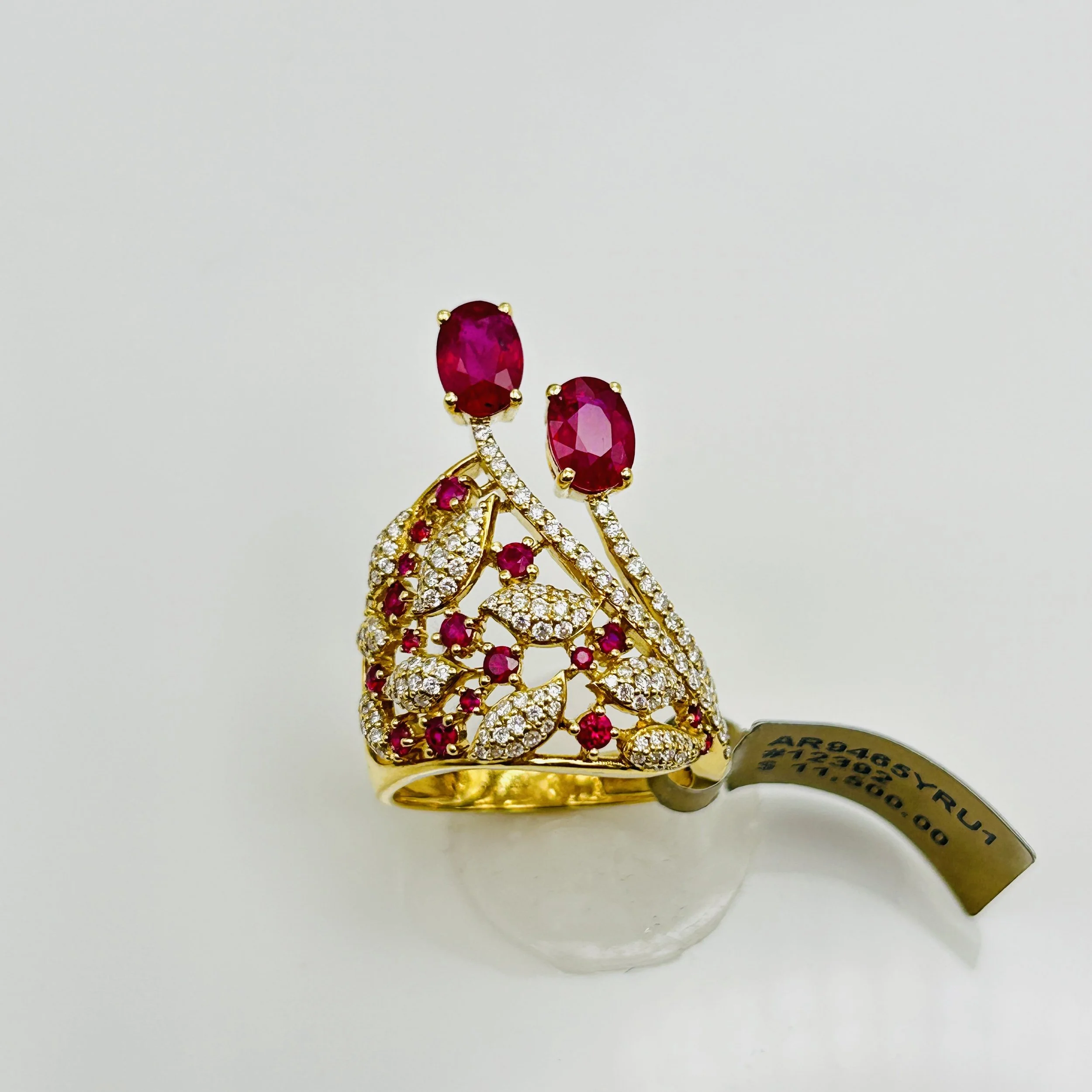 18 karat yellow gold Ruby ring with Diamonds - AR9465YRU1 #12392