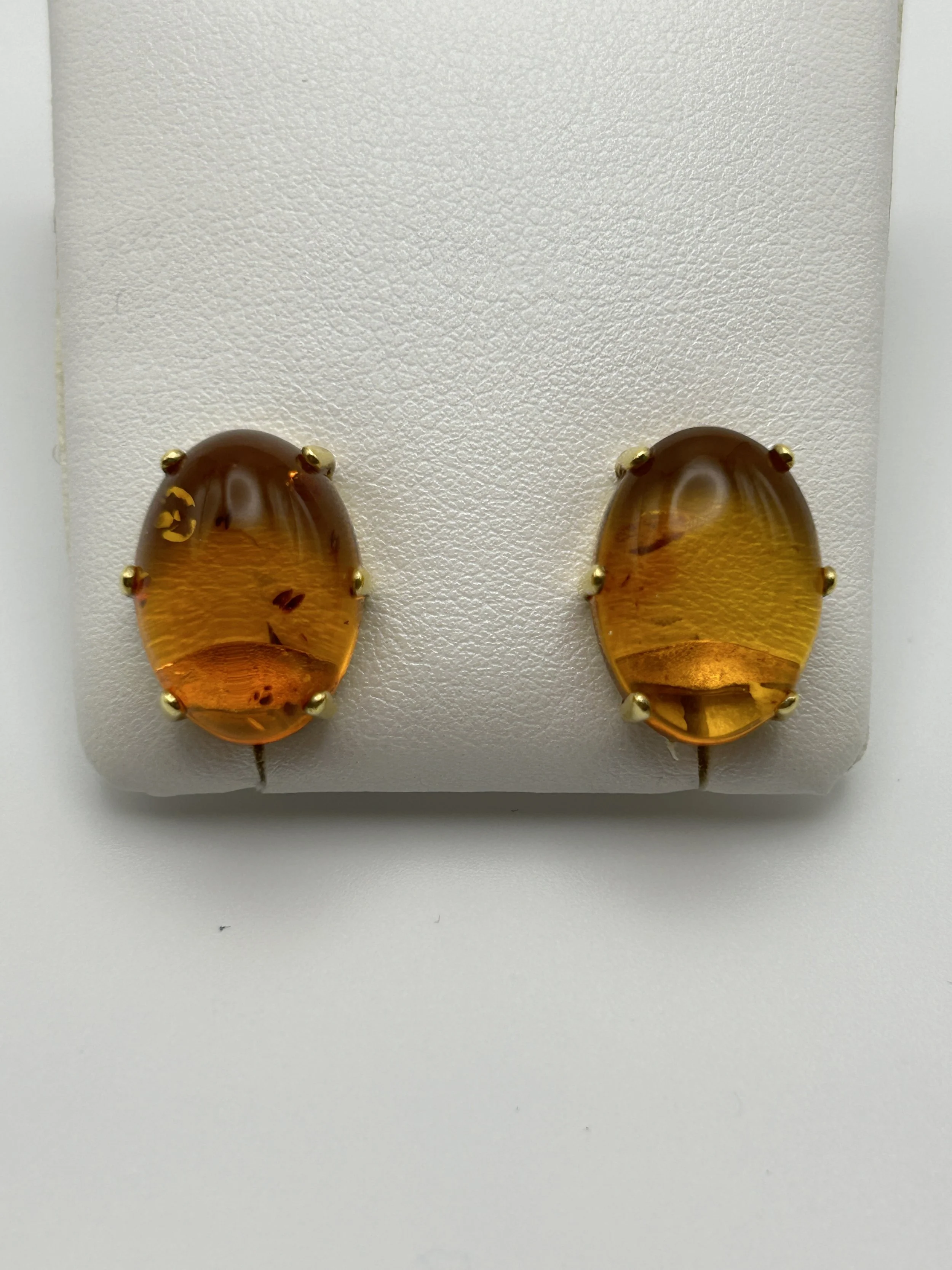 18 karat yellow gold Amber earrings - C01-199#13E-001