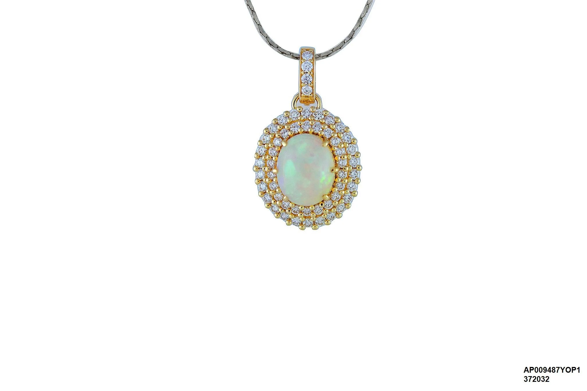 18 Karat Yellow Gold Opal pendant with Diamonds - AP009487YOP1 #1A1D25