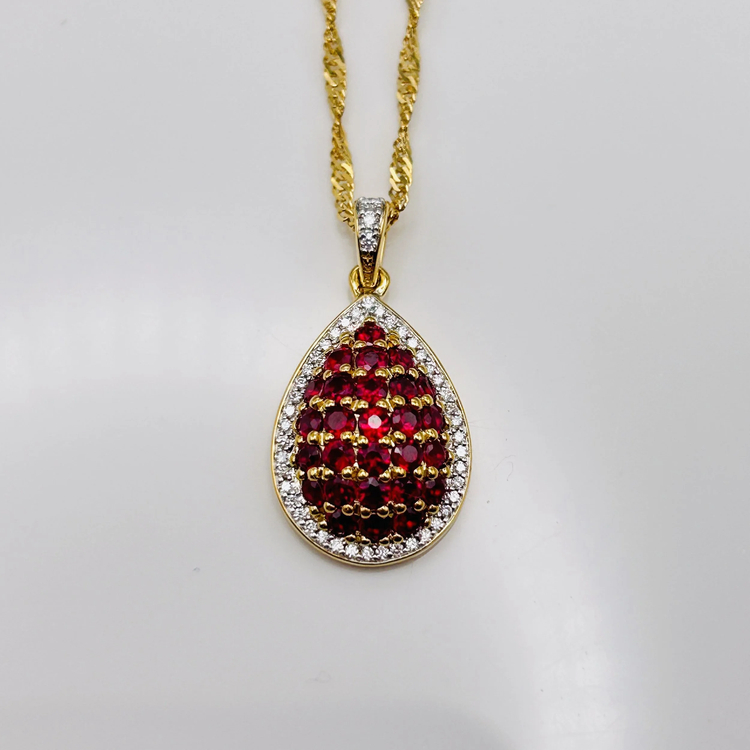 18 Karat Yellow Gold Ruby Pendant with Diamonds - UPE19009 #1583