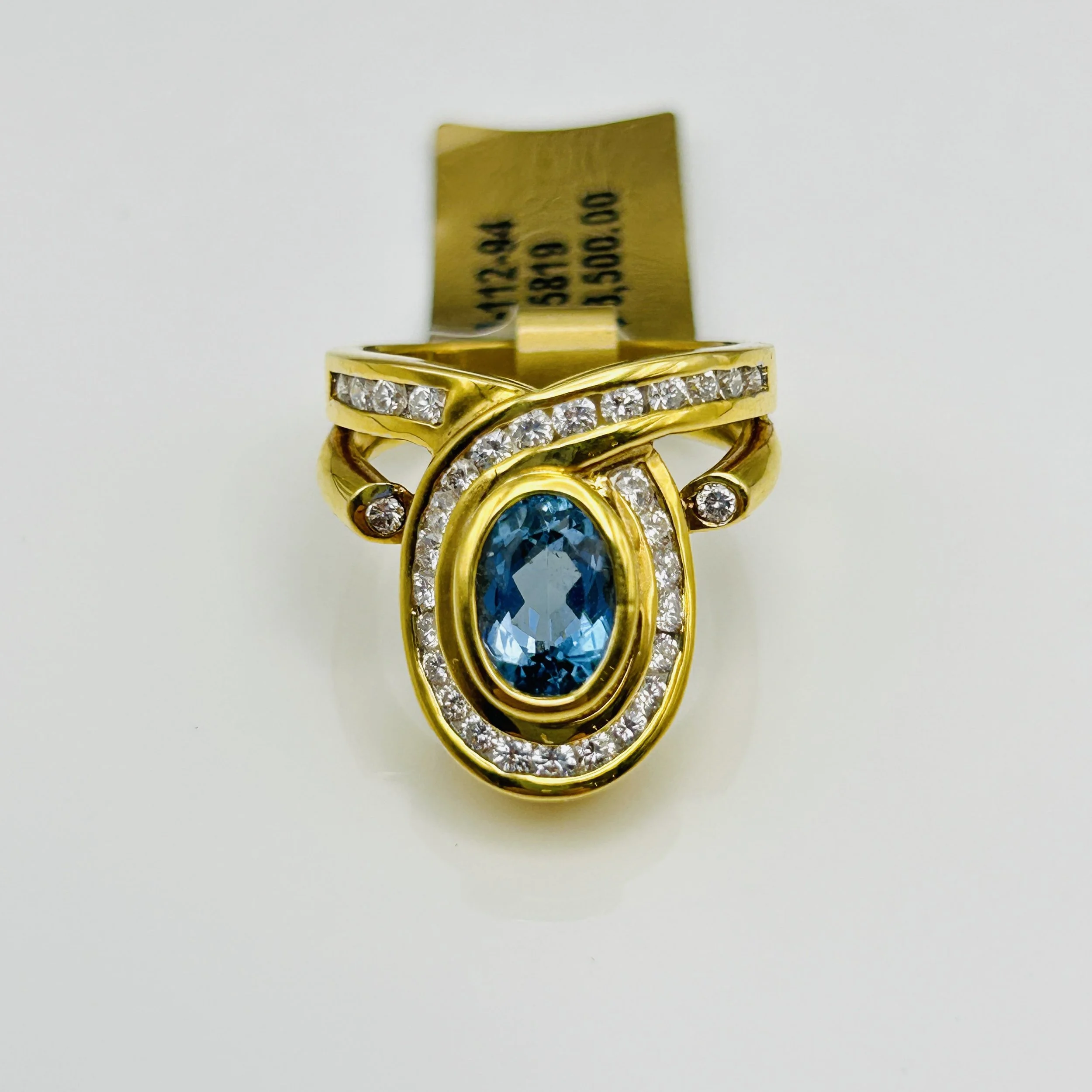 18 karat yellow gold Aquamarine ring with Diamonds - A-112-94 #015819