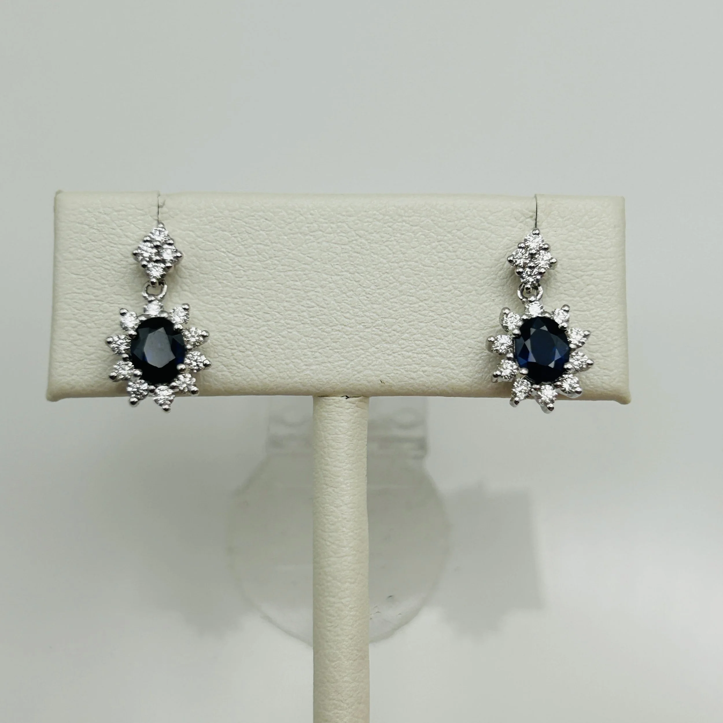 18 karat white gold Blue Sapphire Earrings with Diamonds -  BE0778WSA1 #9B78D