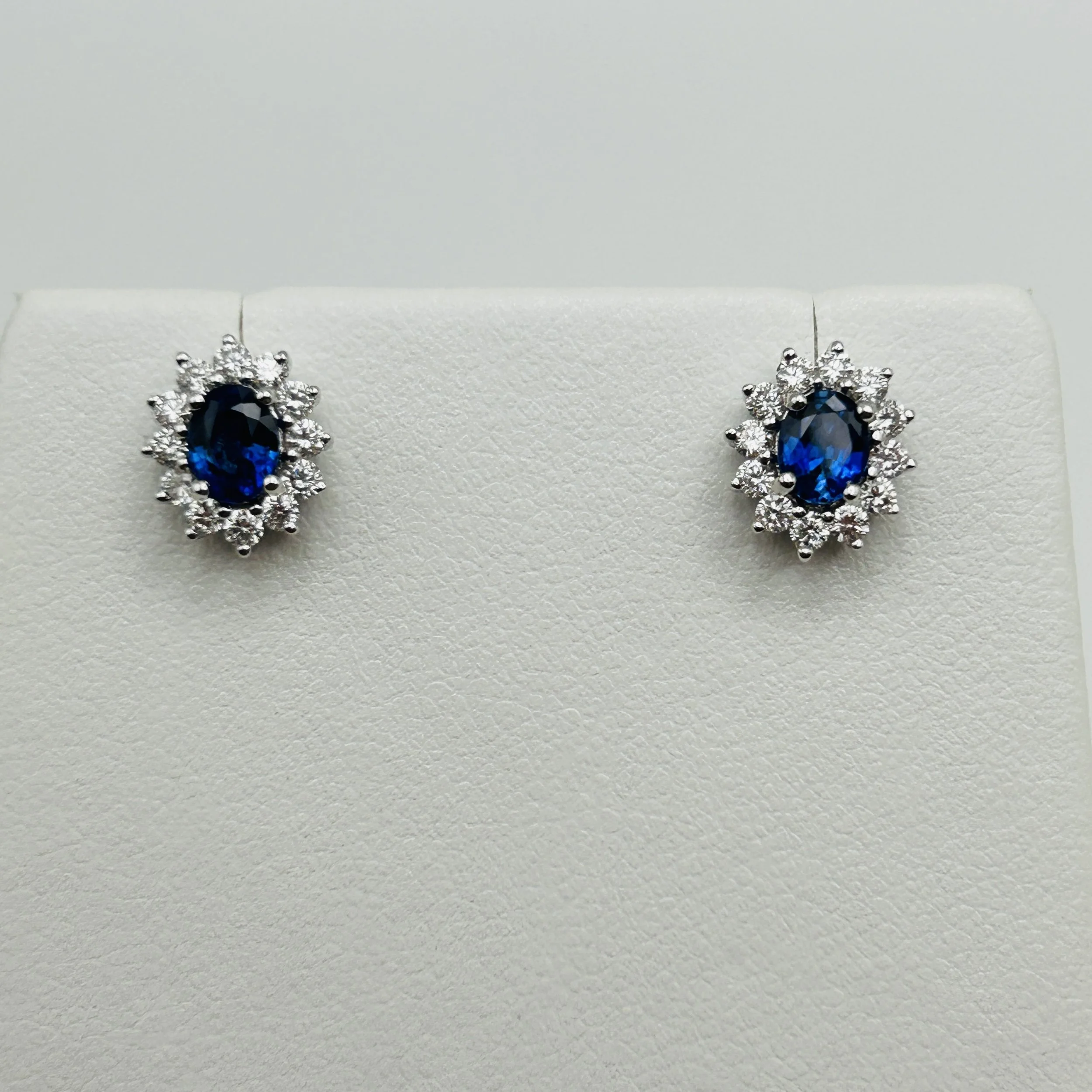 18 karat white gold Blue Sapphire Earrings with Diamonds - BE0545WSA1 #9AB29