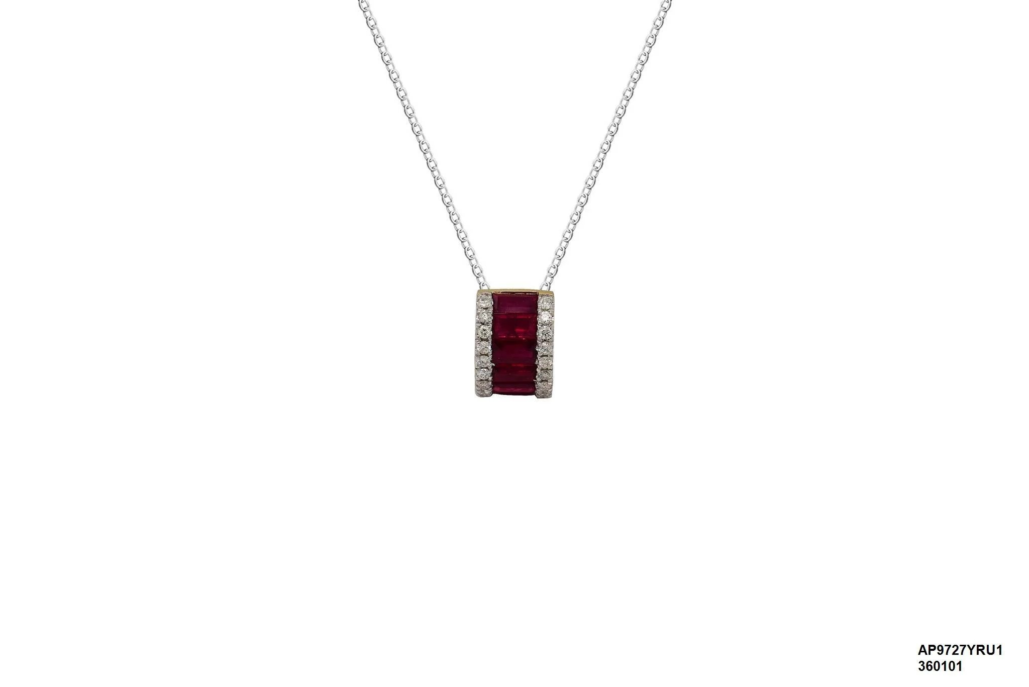 18 karat white gold Ruby pendant with Diamonds