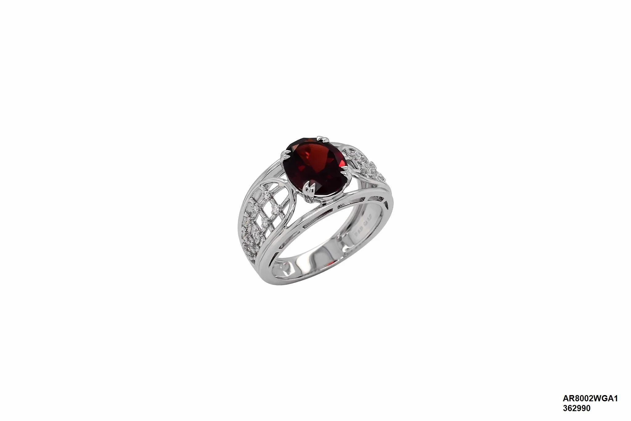 18 karat white gold Garnet ring with Diamonds - AR8002WGA1 #7T3B5