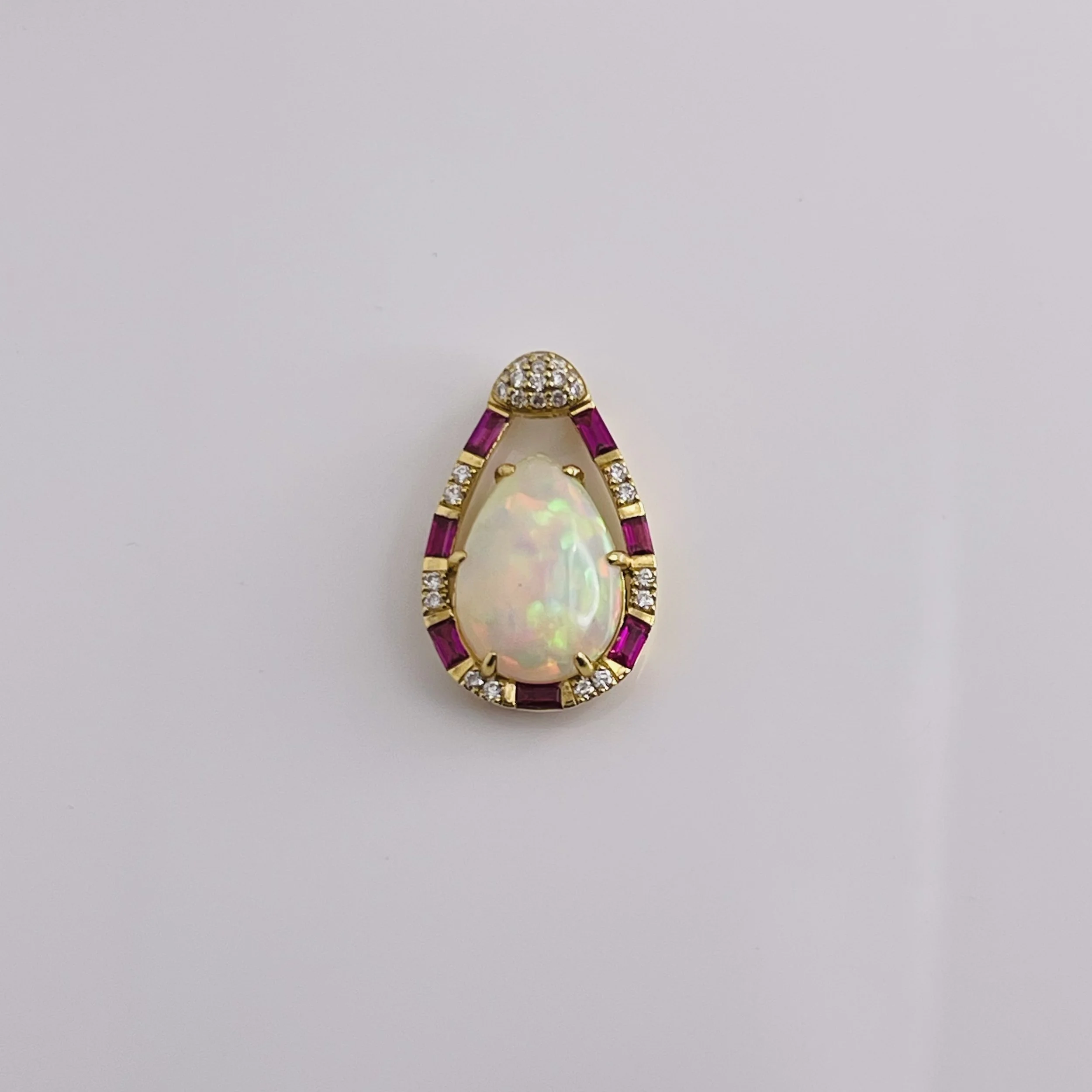 18 Karat Yellow Gold Opal pendant with Diamonds and Rubies - AP9389YRU1 #1709
