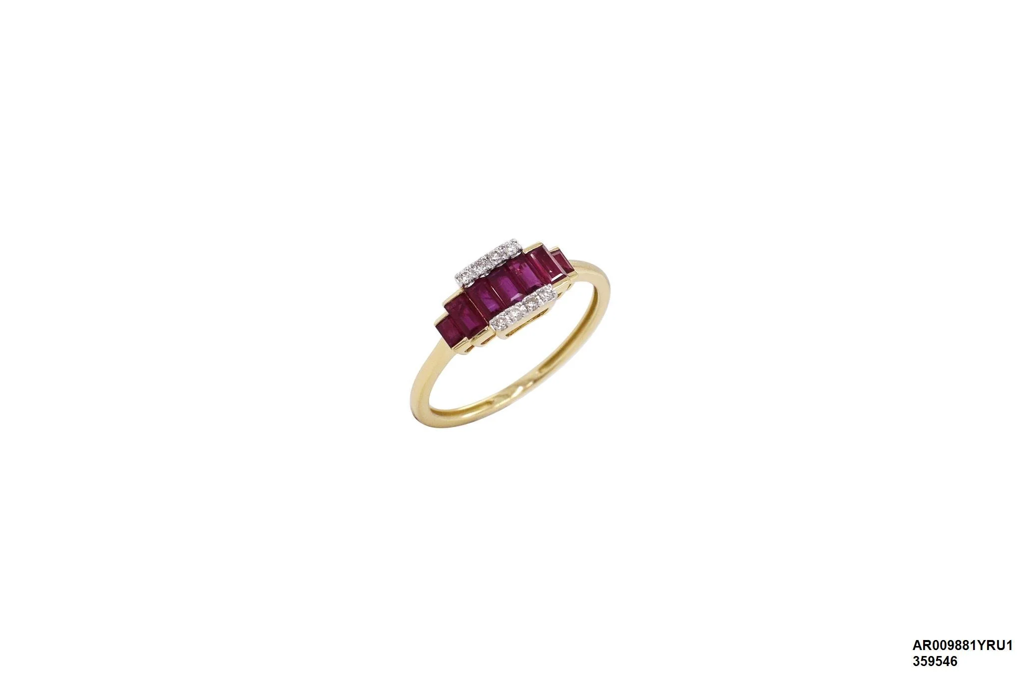 18 karat yellow gold Ruby ring with Diamonds - AR009881YRU1 #4AB71