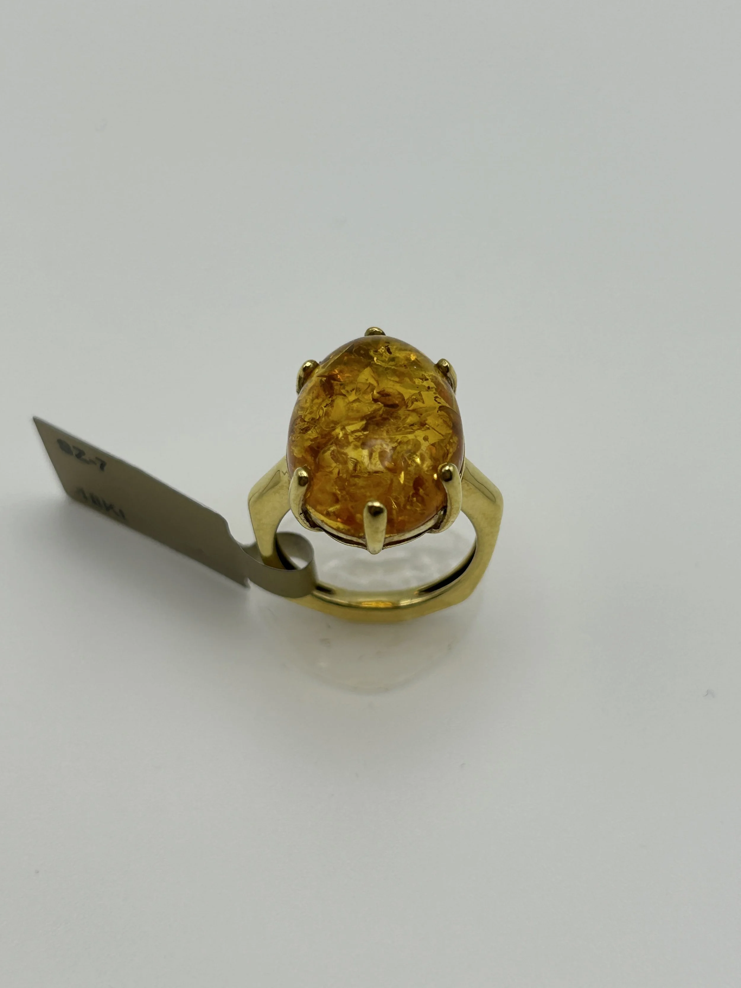 18 karat yellow gold Amber Ring - 13R-001-W75 #C01-235
