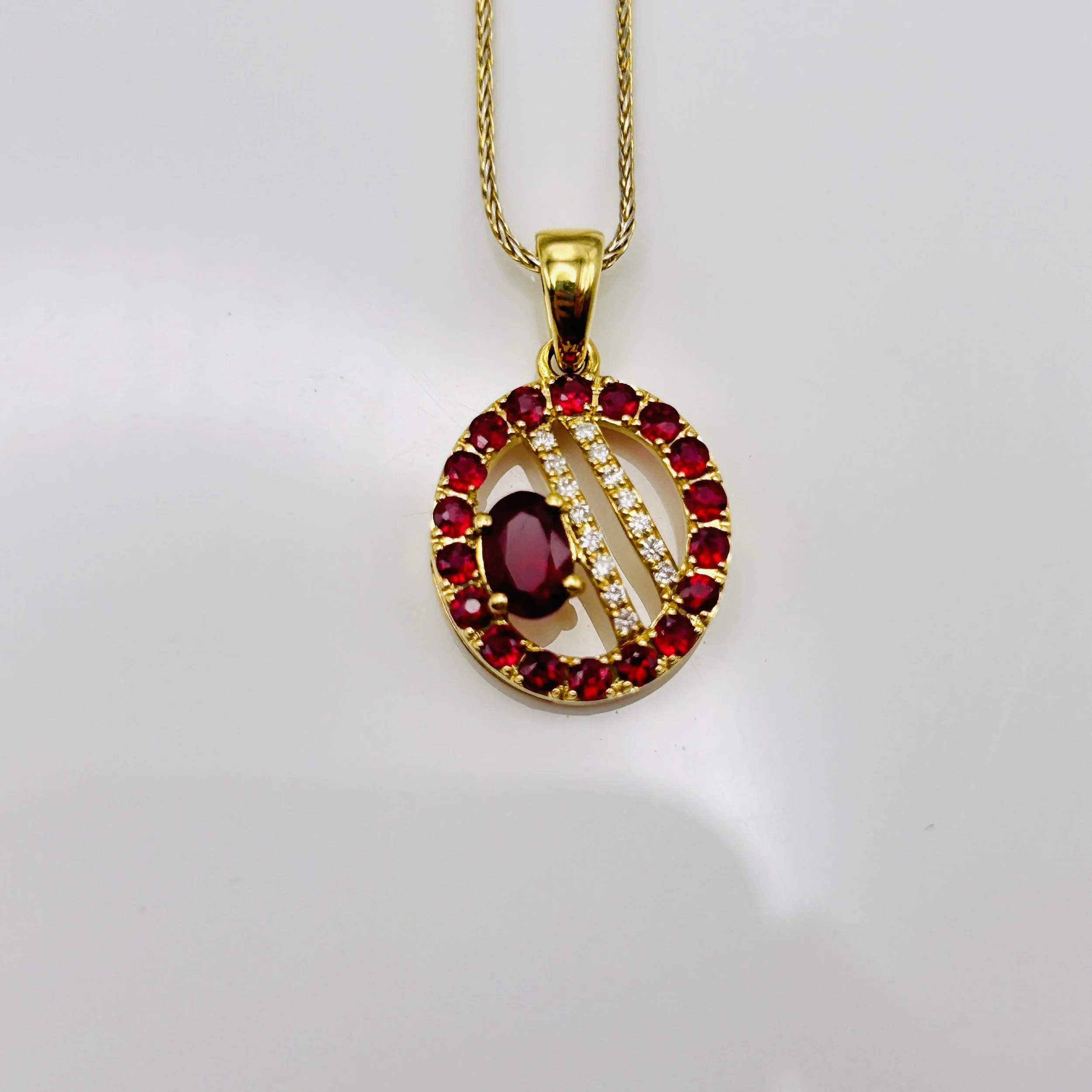 18 Karat Yellow Gold Ruby Pendant with Diamonds - AP9604YRU1 #1453