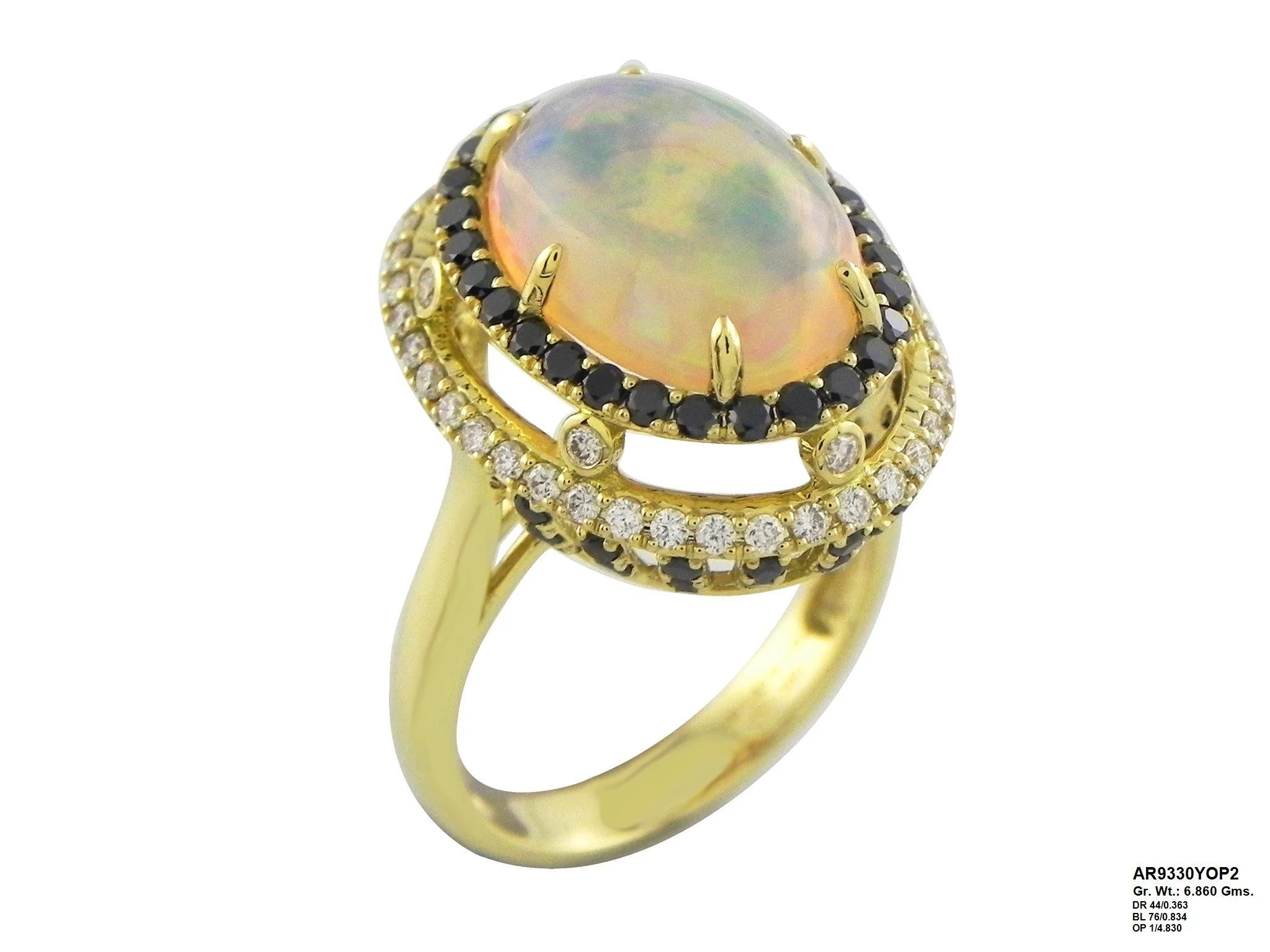 18 Karat Yellow Gold Opal ring with Diamonds -  AR9330YOP2 #113338