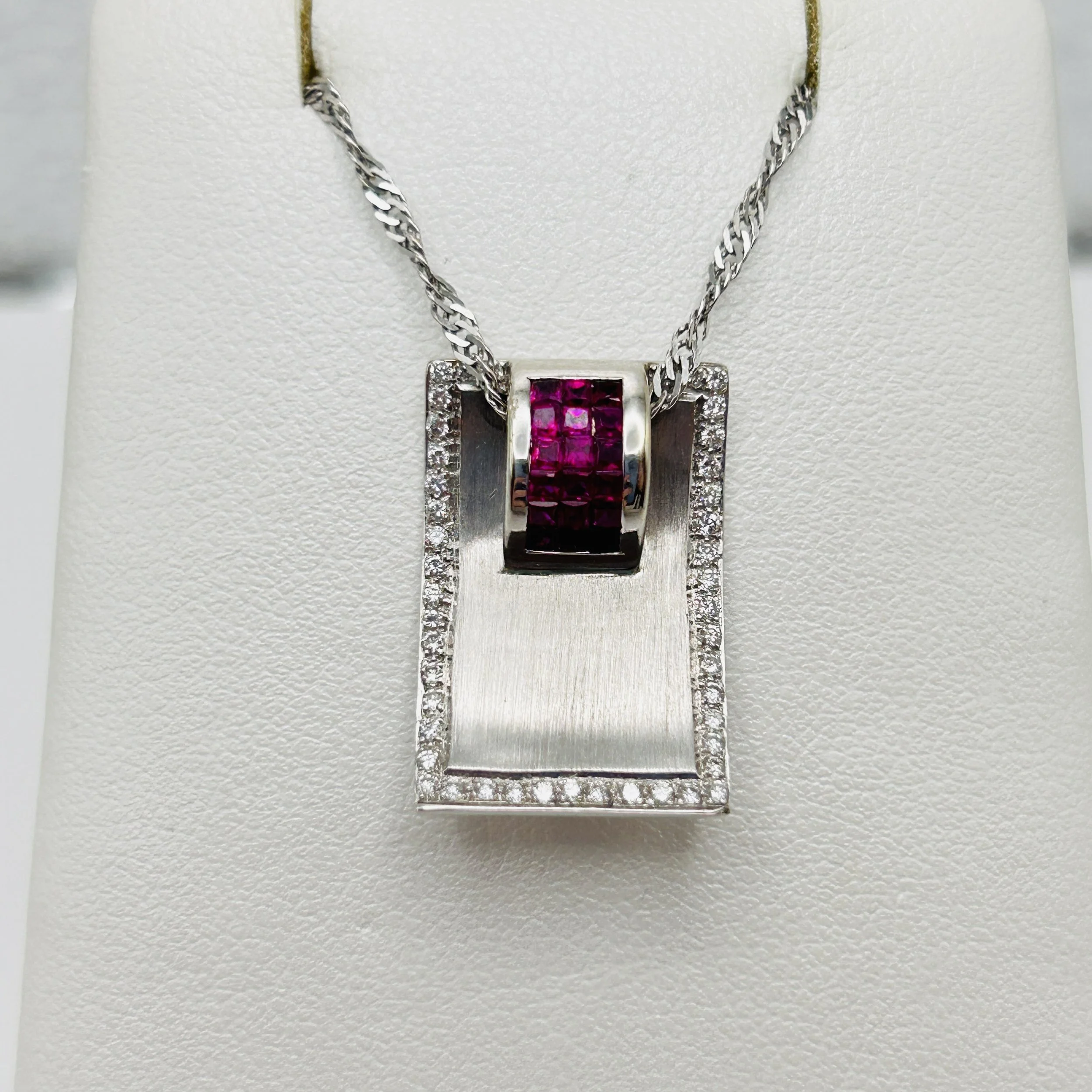 18 Karat White Gold Ruby Pendant with Diamonds - A2-091 #09836