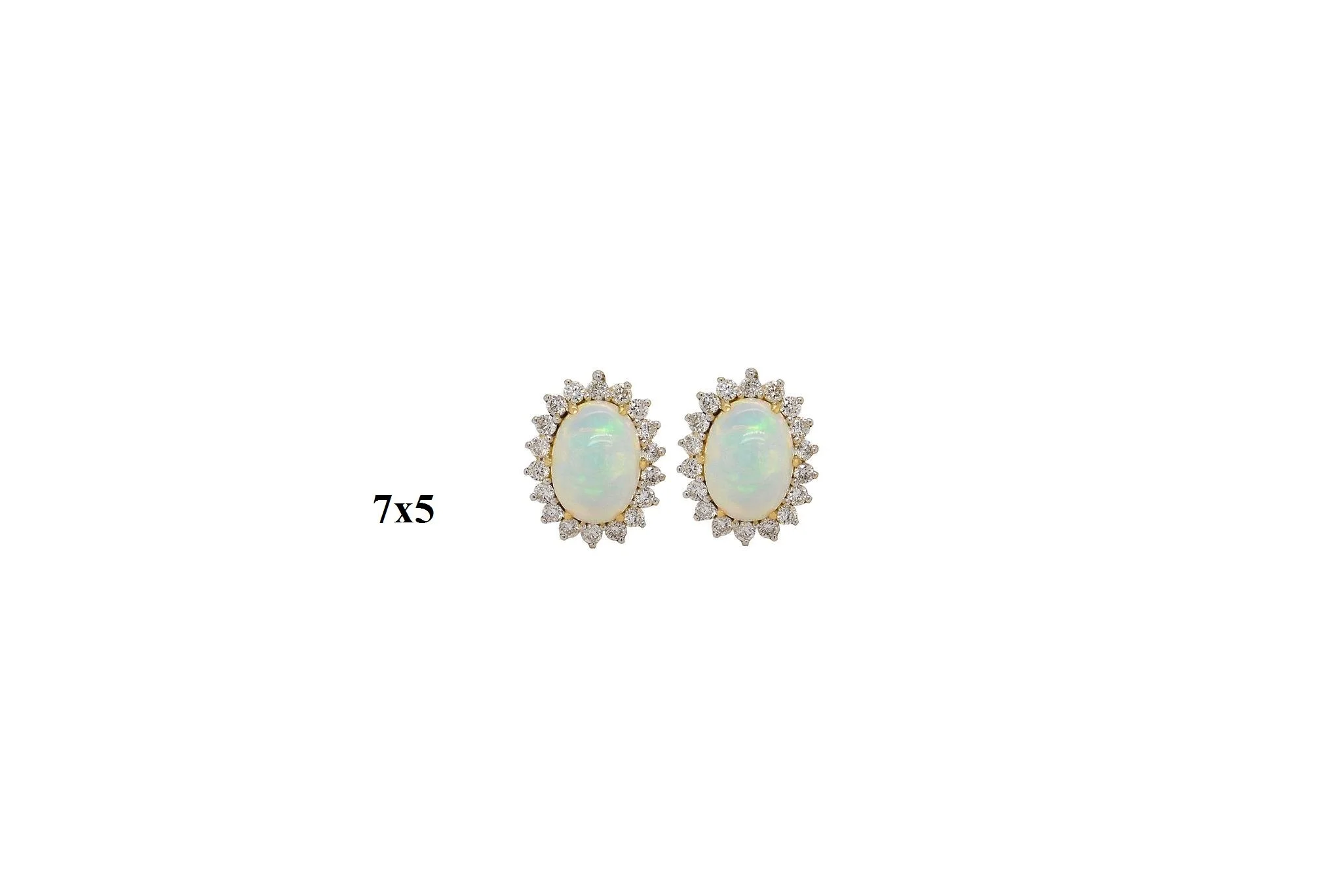 18 Karat Yellow Gold Opal earrings with Diamonds - AE9155YOP1 #4D4K5