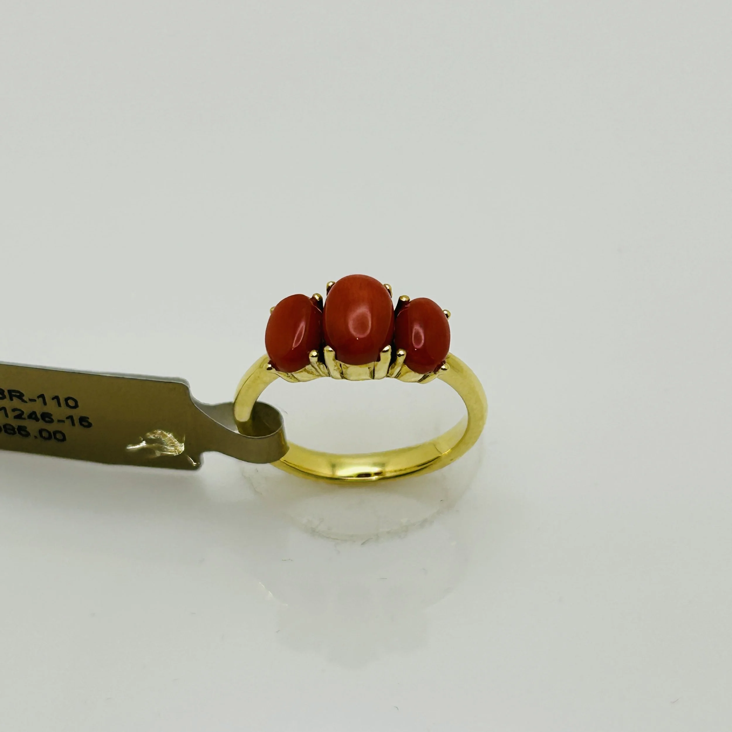 18 karat yellow gold Coral ring - 13R-110 #01246-15