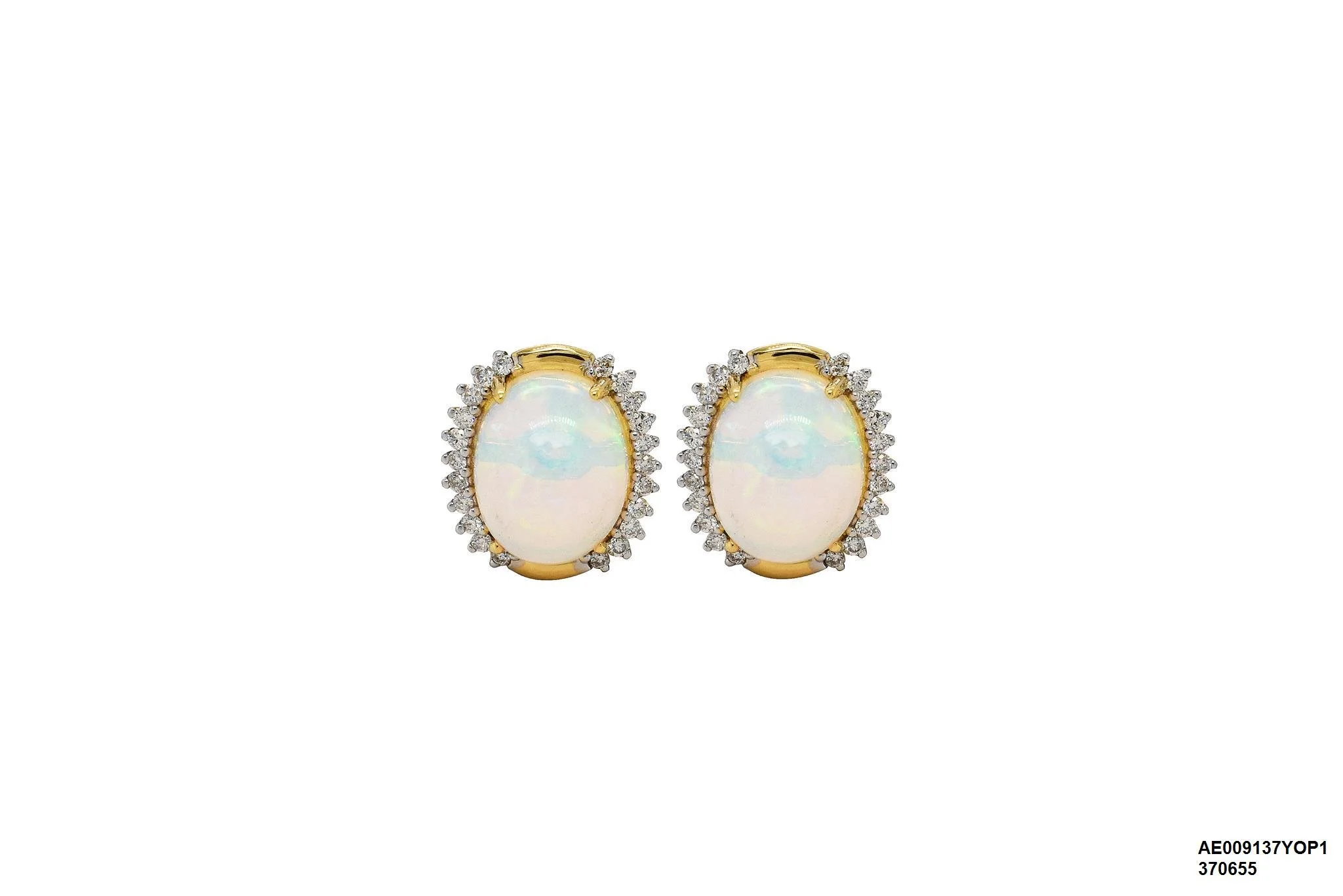 18 Karat Yellow Gold Opal earrings with Diamonds - AE009137YOP1 #5PT91