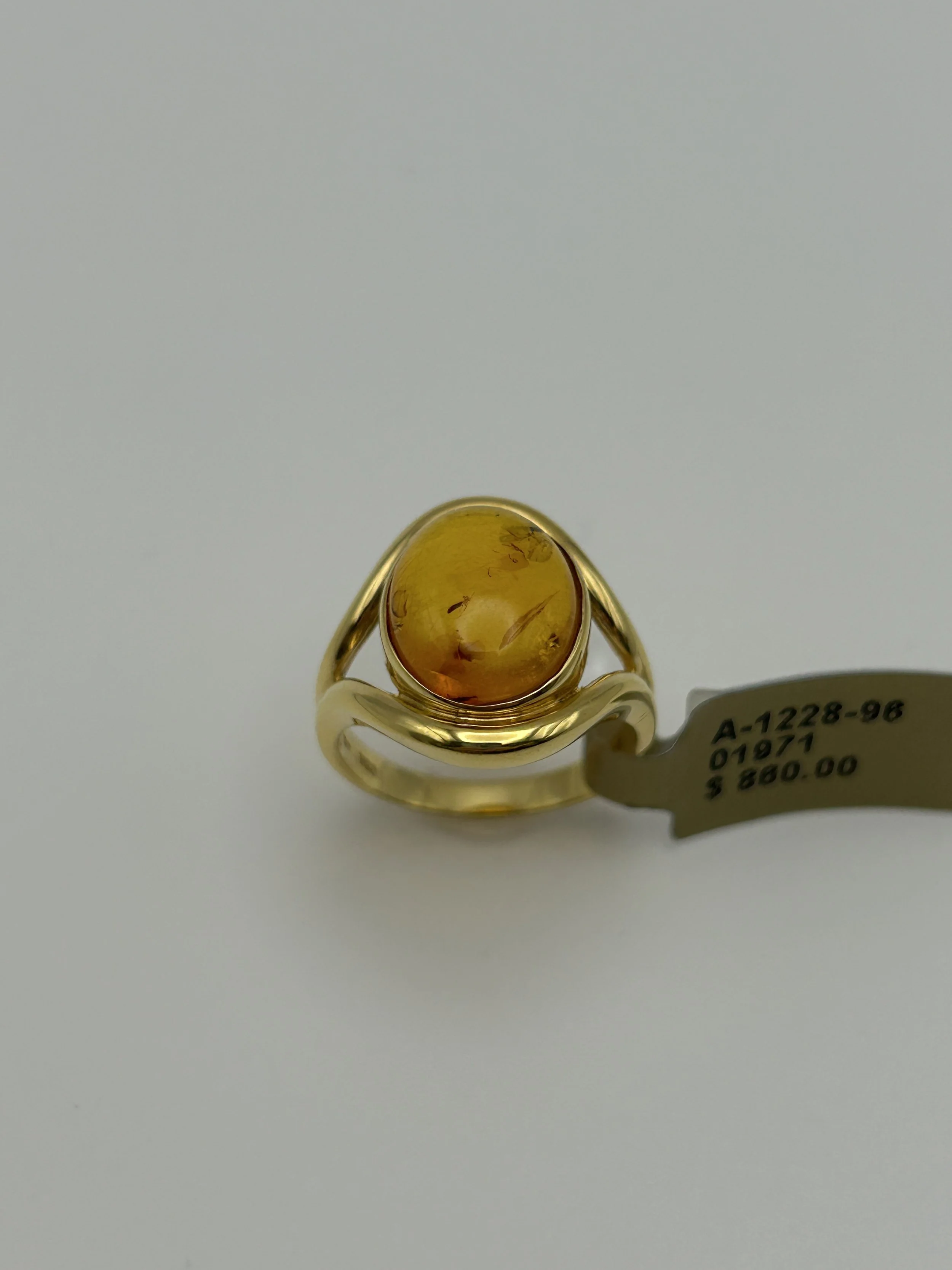 18 karat yellow gold Amber Ring - A-1228-96 #01971